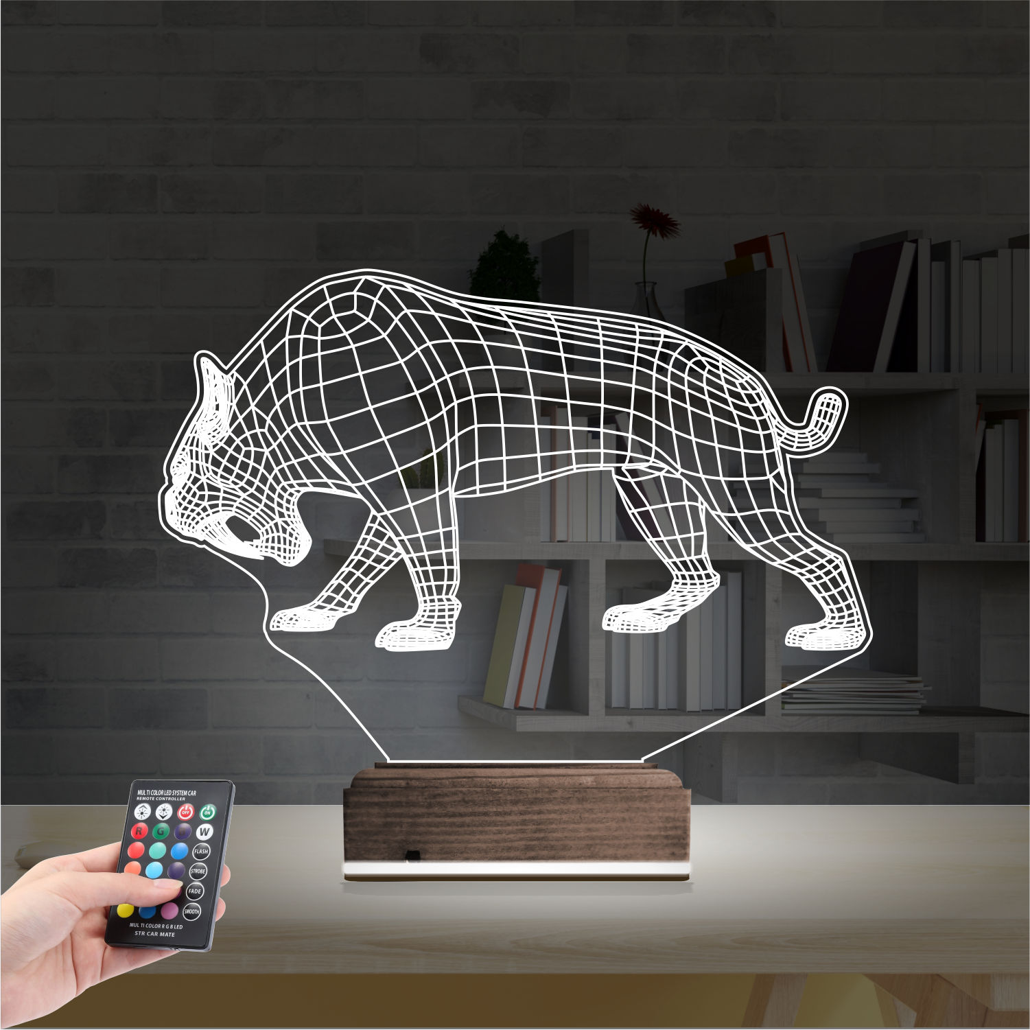 Саблезубый тигр — 3D LED Ночник | Подарок мужчине