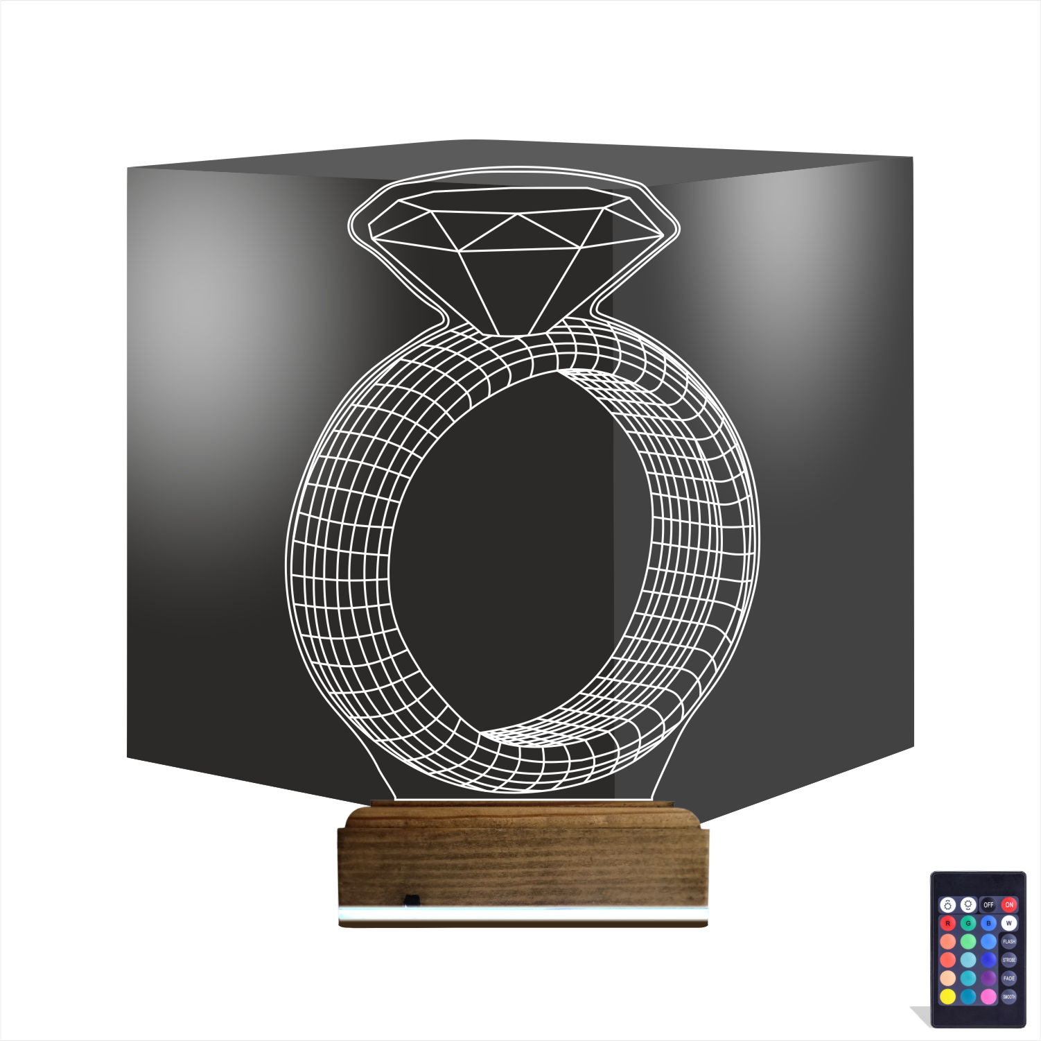 Кольцо с бриллиантом 3D Ночник