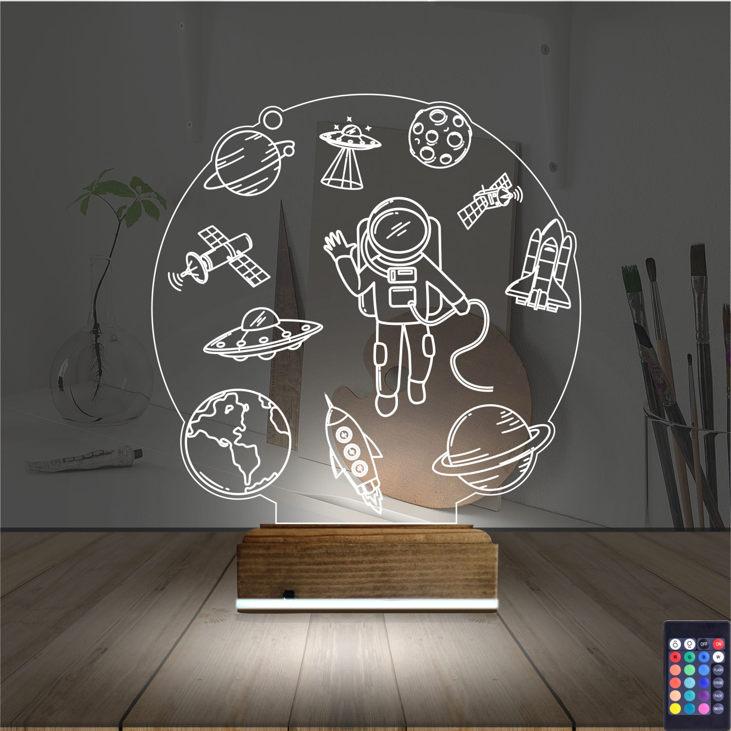 Космонавт и Космос — 3D LED Ночник | Подарок детям