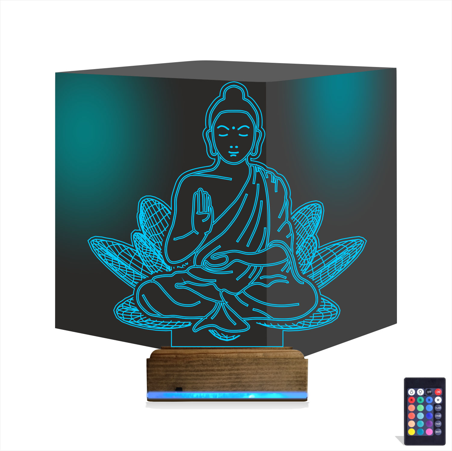 Будда на лотосе — 3D LED Ночник | Подарок для медитации