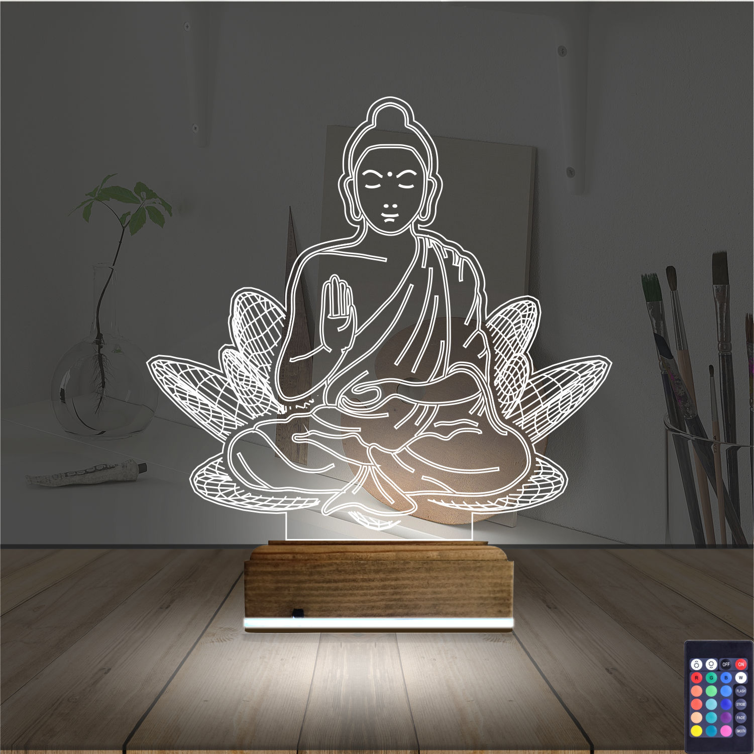 Будда на лотосе — 3D LED Ночник | Подарок для медитации