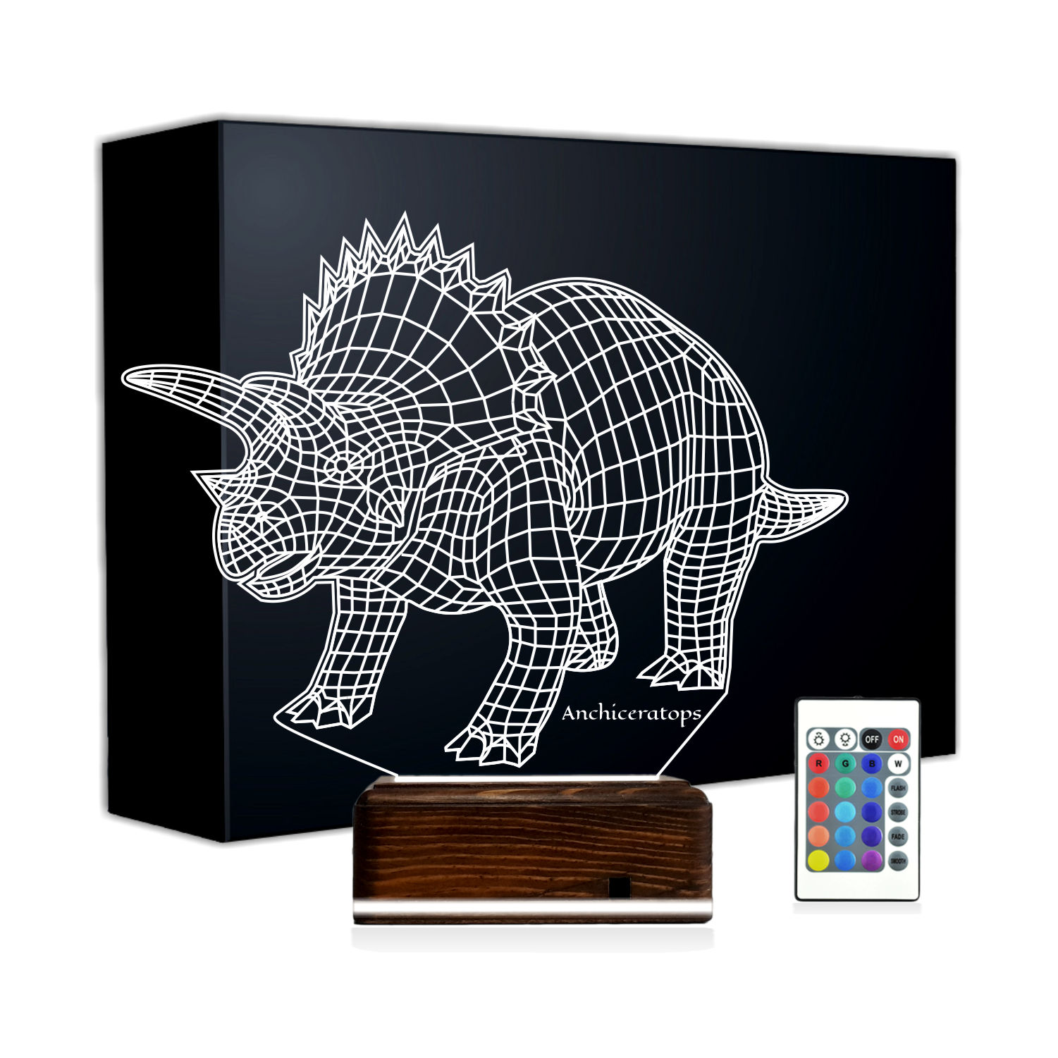 Динозавр Анхицератопс — 3D LED Ночник | Подарок ребёнку