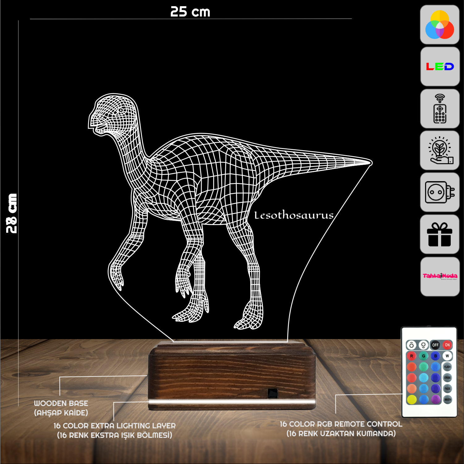 Лесотозавр — 3D LED Ночник | Подарок ребёнку