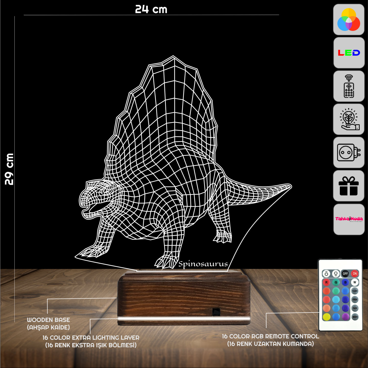 Спинозавр — 3D LED Ночник | Подарок ребёнку