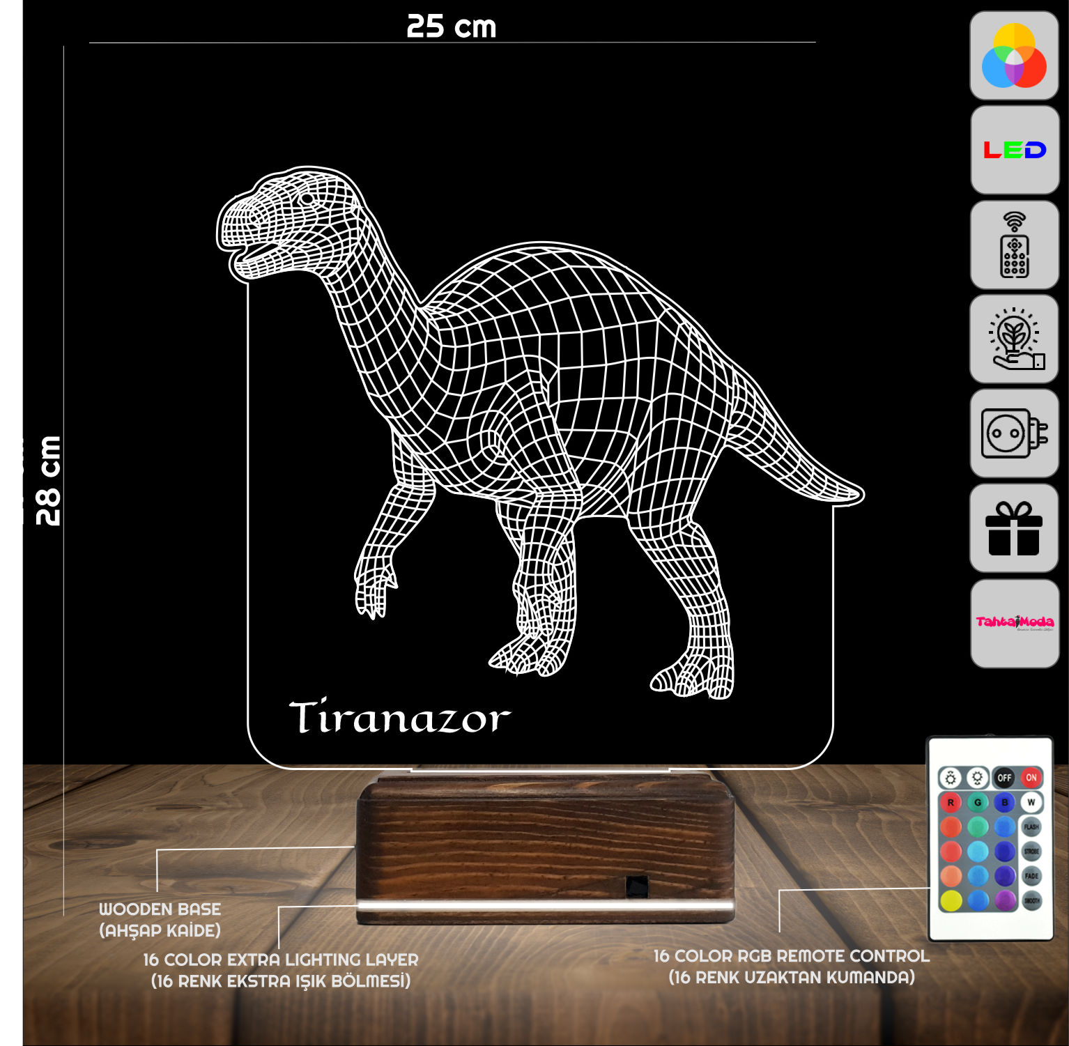 Динозавр — 3D LED Ночник | Подарок ребёнку