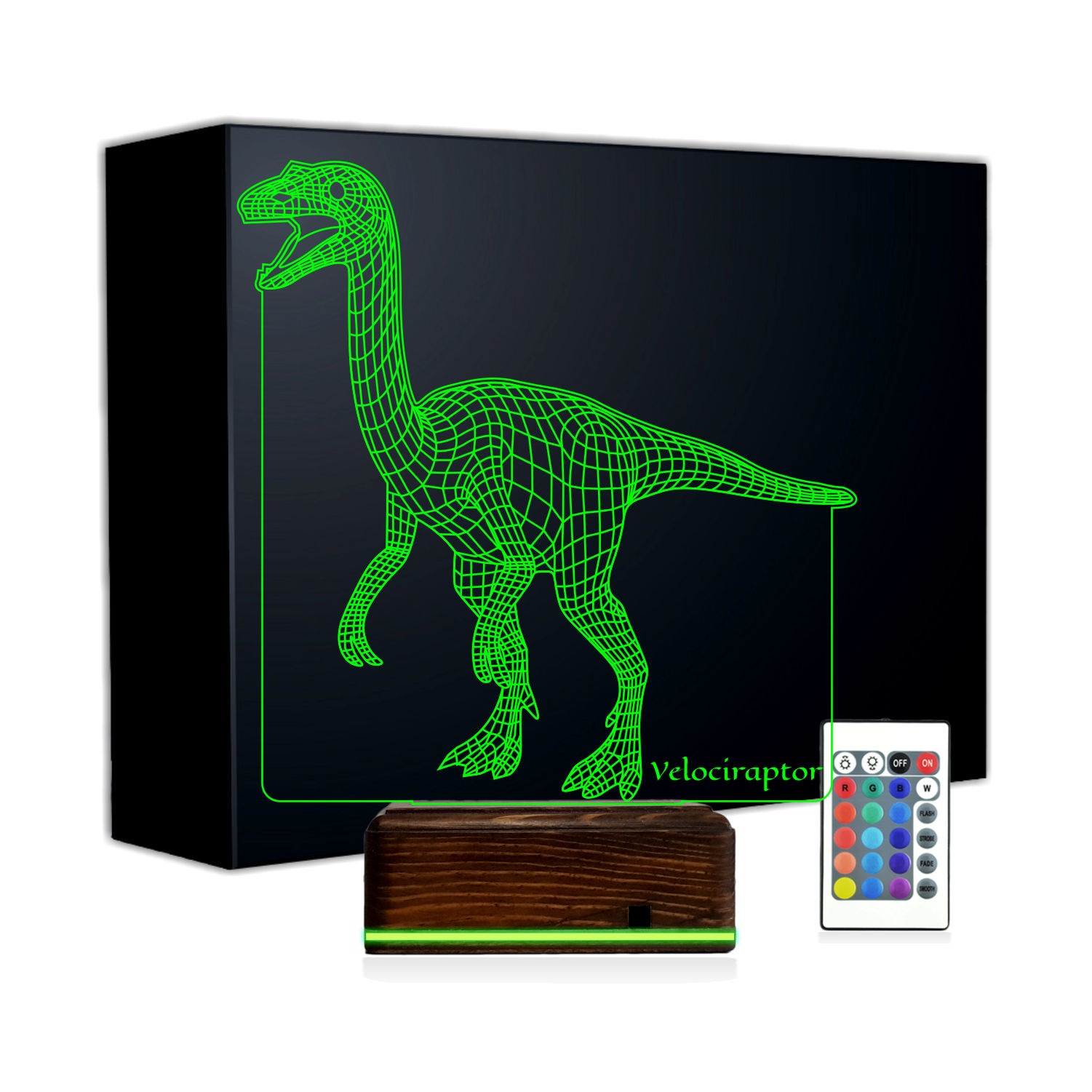 Велоцираптор — 3D LED Ночник | Подарок для детей