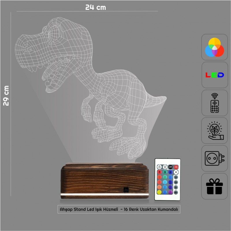 Динозавр T-Rex — 3D LED Ночник | Подарок ребёнку