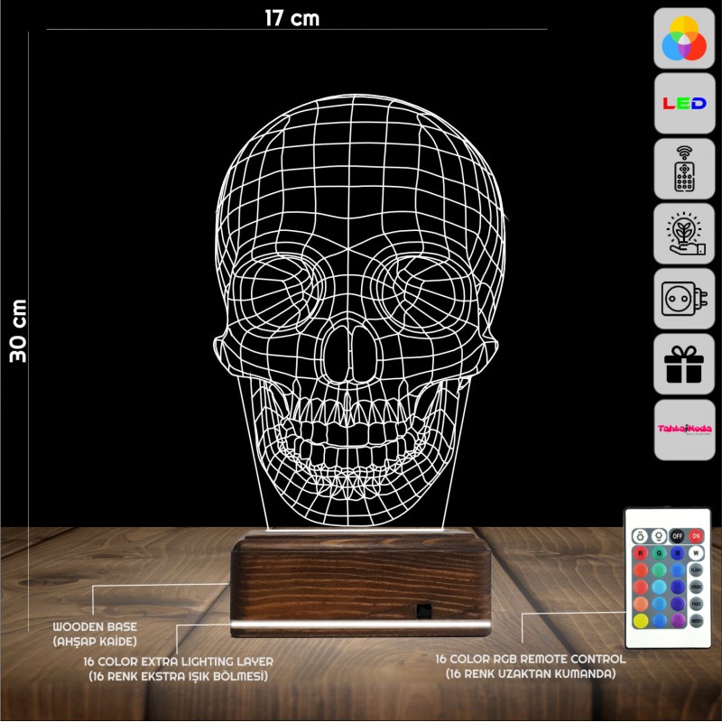 Череп — 3D LED Ночник | Подарок мужчине или другу