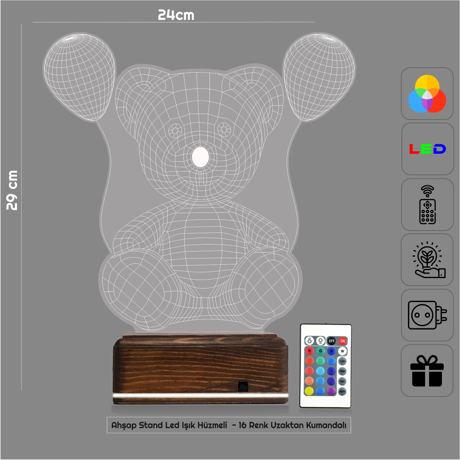 Мишка с шариками — 3D LED Ночник | Подарок ребенку