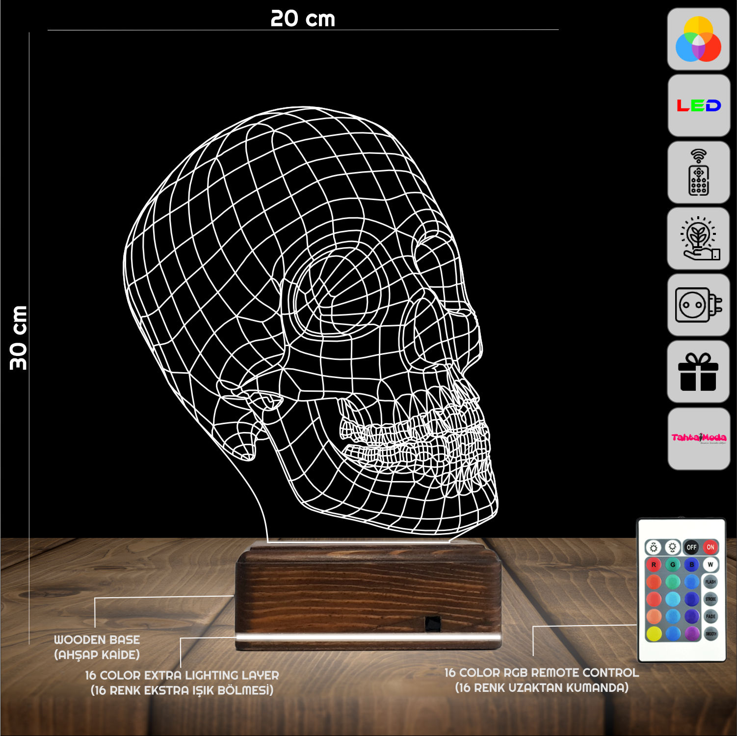 Череп — 3D LED Ночник | Подарок мужчине или другу