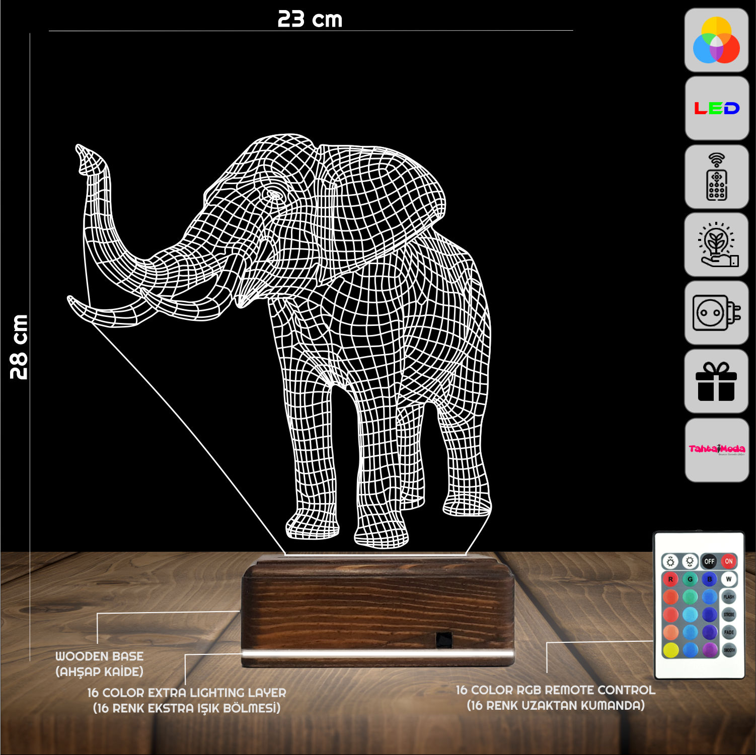 Слон — 3D LED Ночник | Оригинальный подарок детям и взрослым