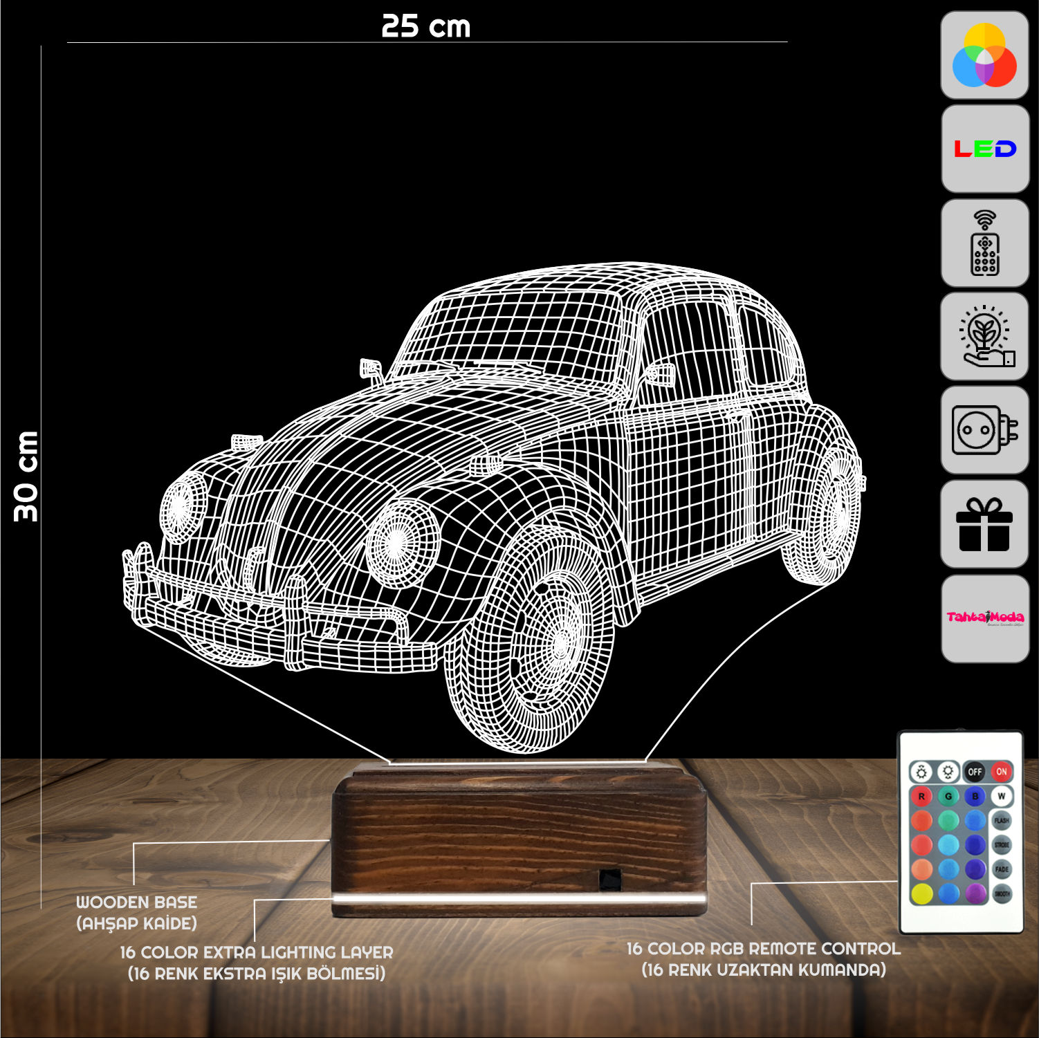 Фольксваген Жук — 3D LED Ночник | Подарок автолюбителю