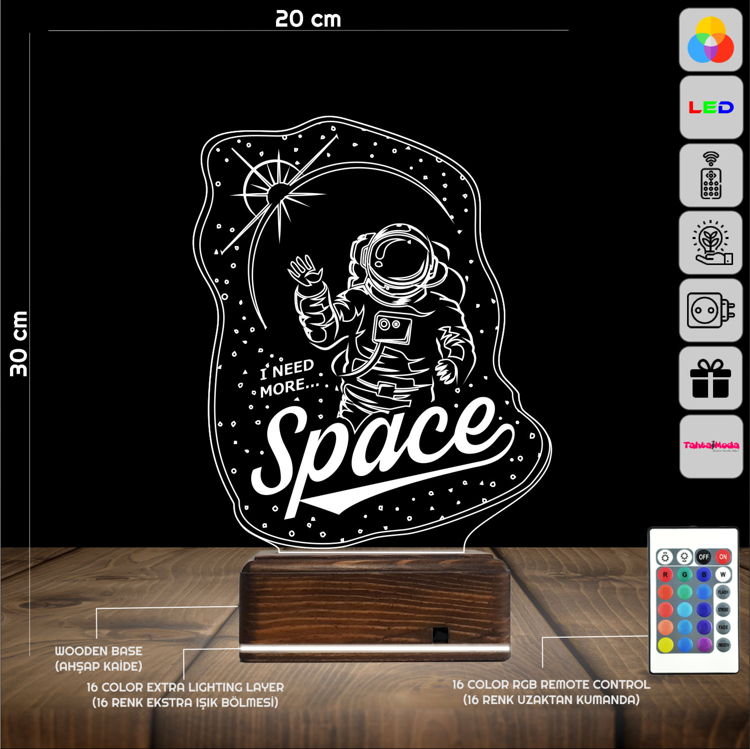 Космонавт — 3D LED Ночник | Подарок ребёнку