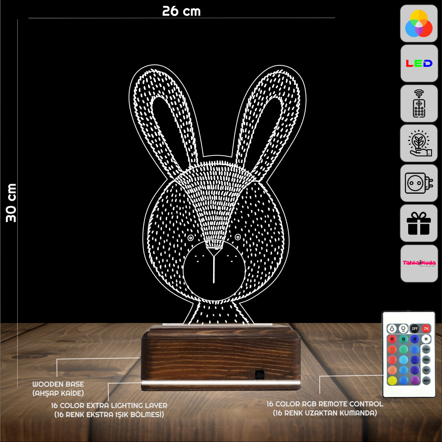 Кролик — 3D LED Ночник | Подарок ребёнку