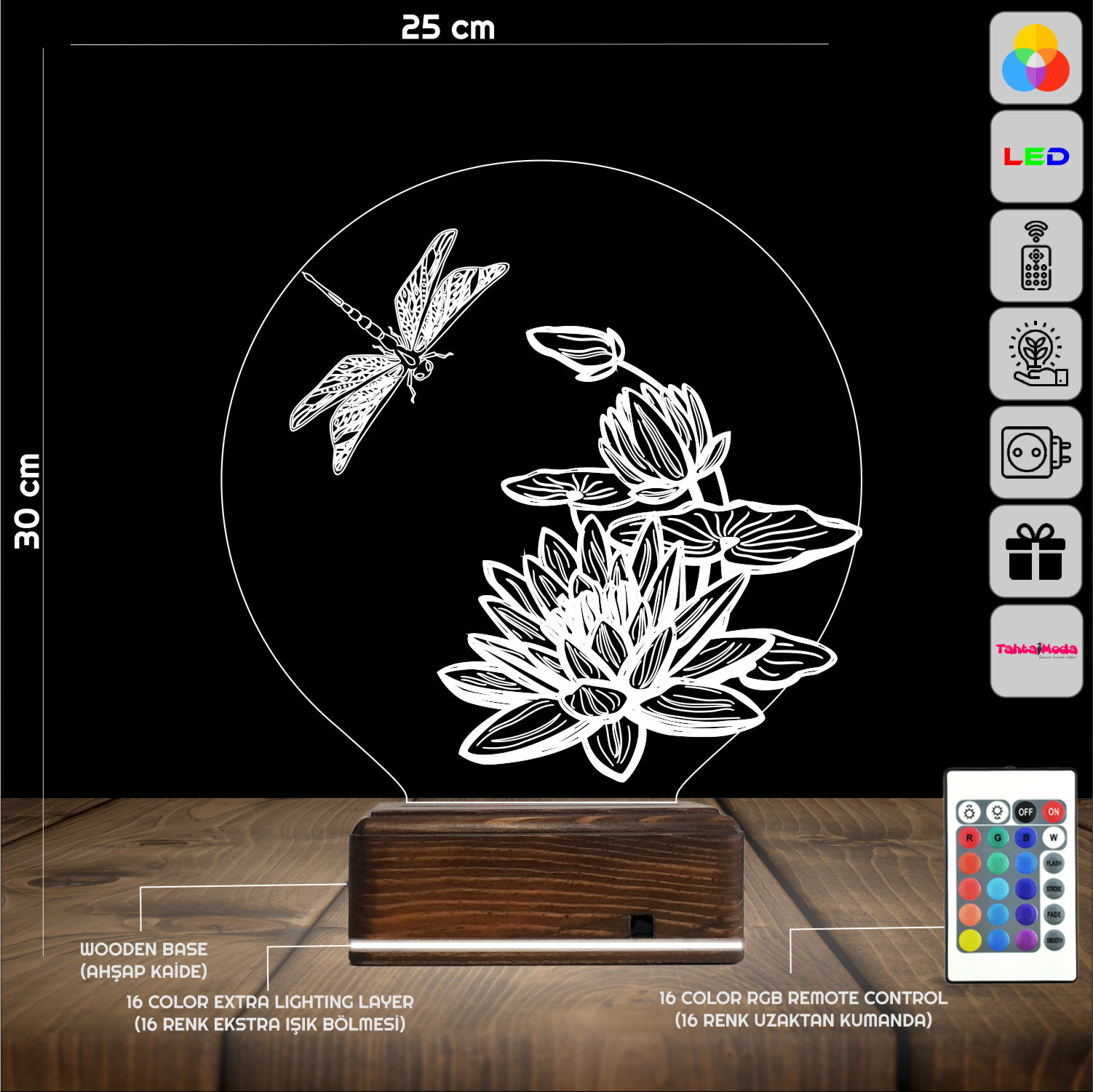 Стрекоза и Лотос 3D Ночник