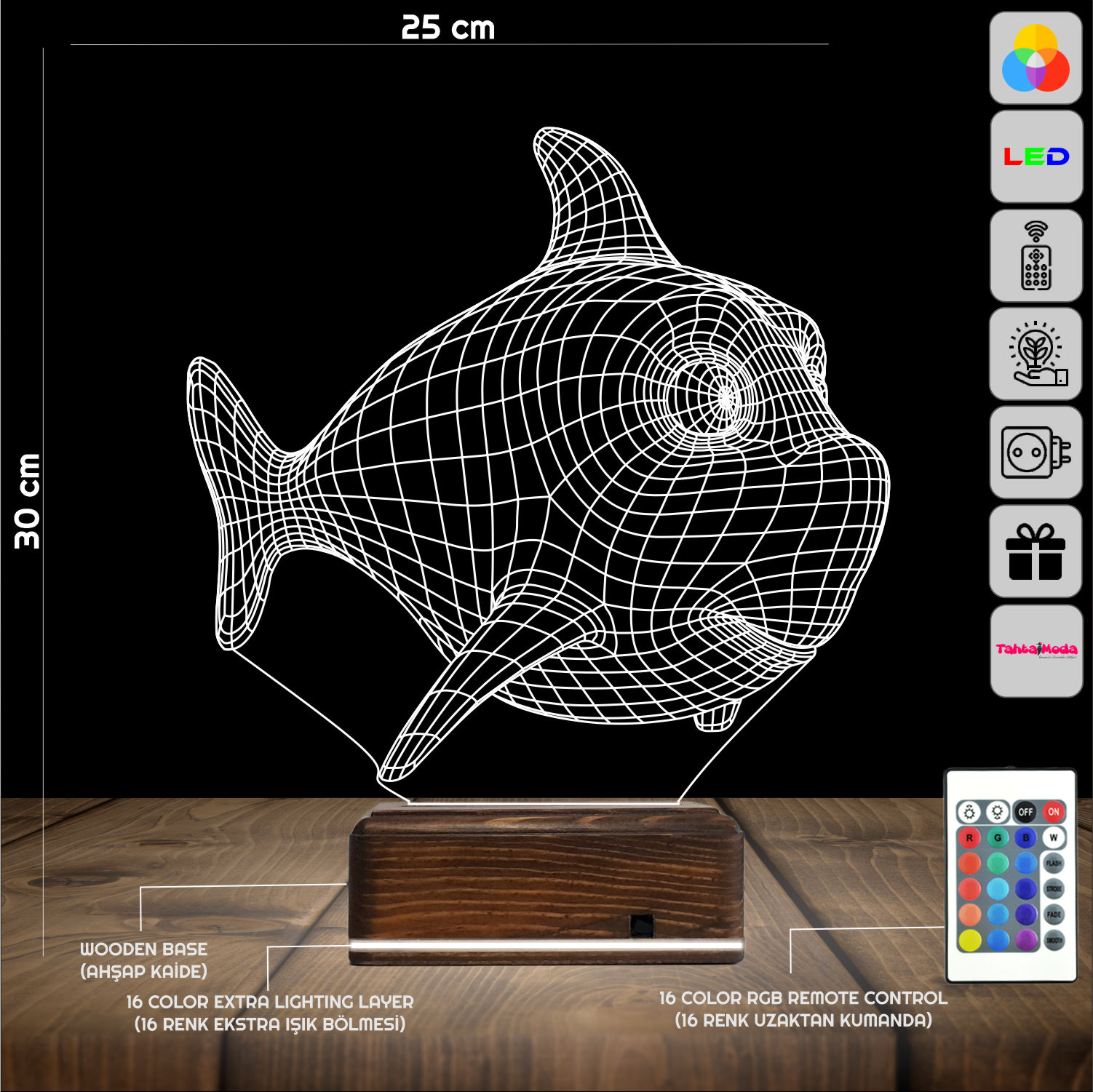 Рыба-Пиранья — 3D LED Ночник | Подарок для детей и взрослых