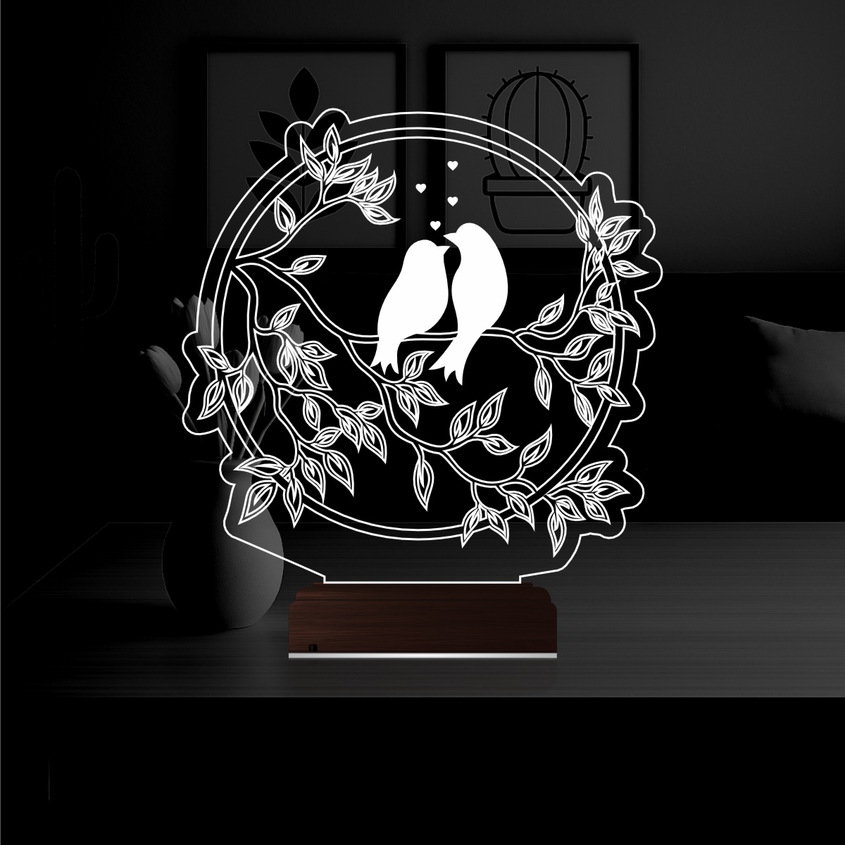 Влюбленные птицы — 3D LED Ночник | Романтический подарок