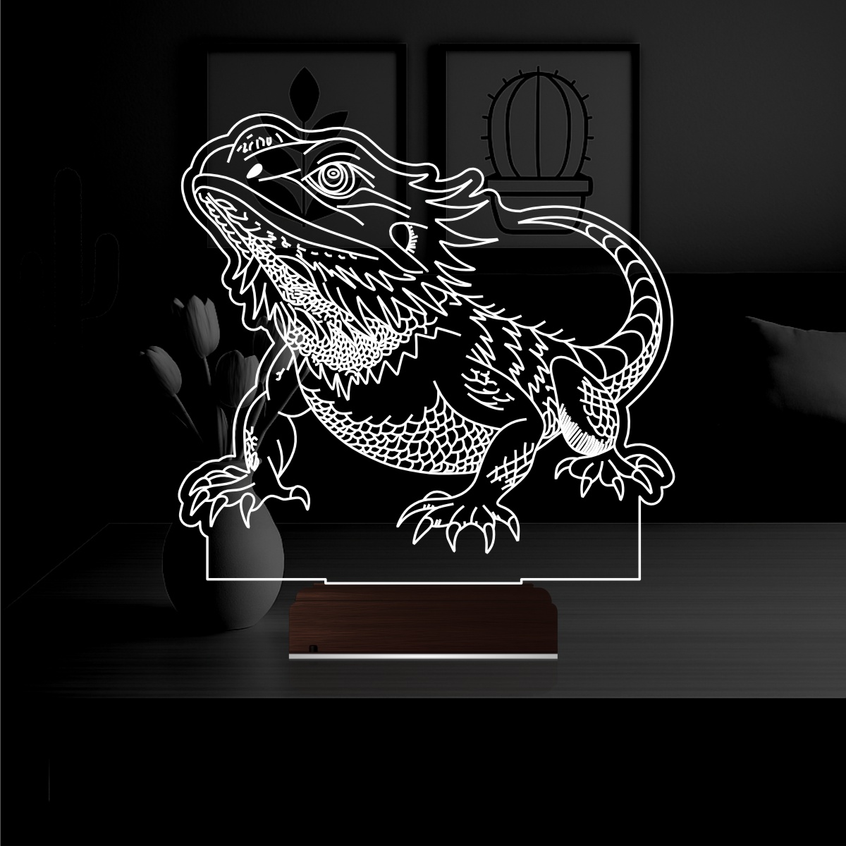 Бородатая агама — 3D LED Ночник | Подарок любителю рептилий
