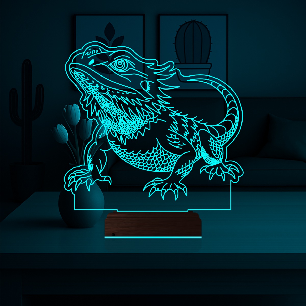 Бородатая агама — 3D LED Ночник | Подарок любителю рептилий