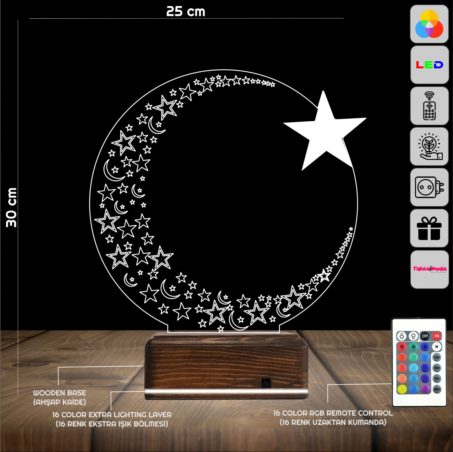 Полумесяц и Звезды — 3D LED Ночник | Подарок для близких