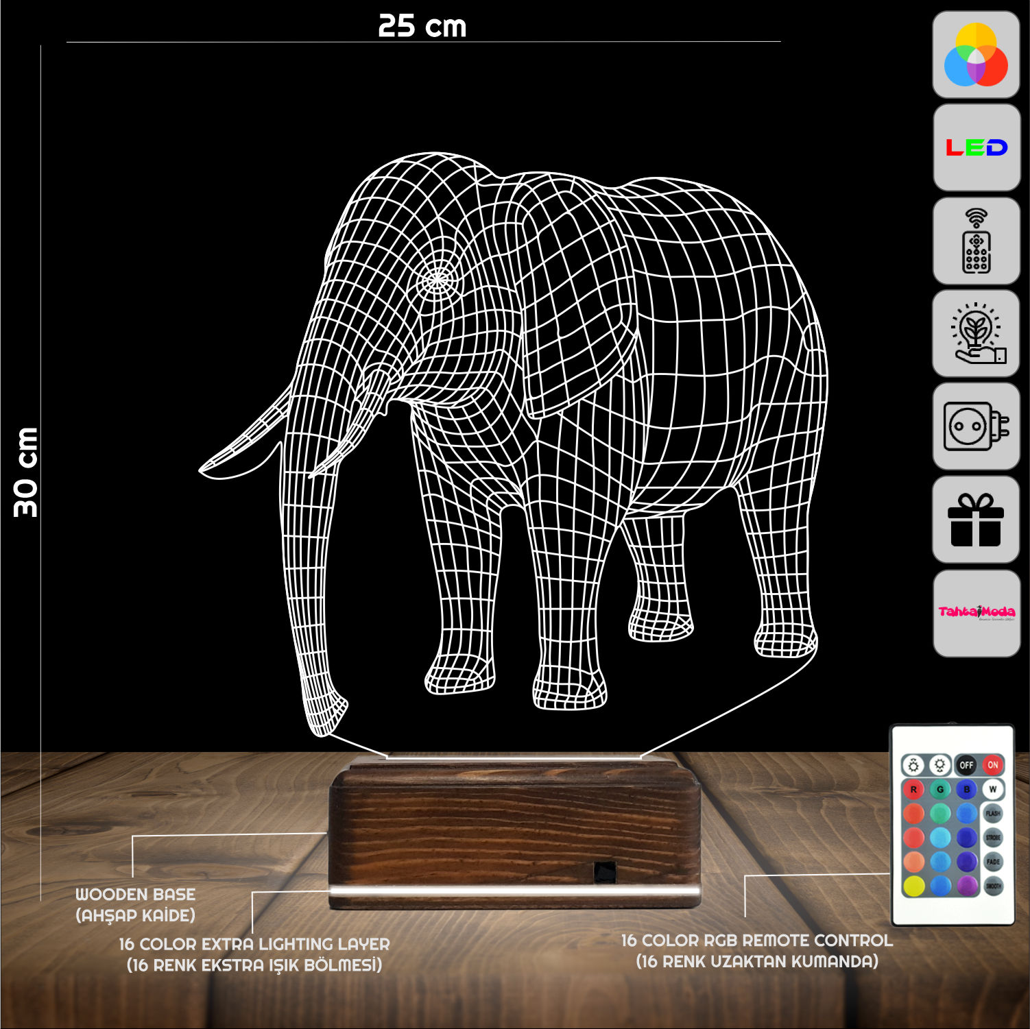 Слон — 3D LED Ночник | Подарок детям и взрослым