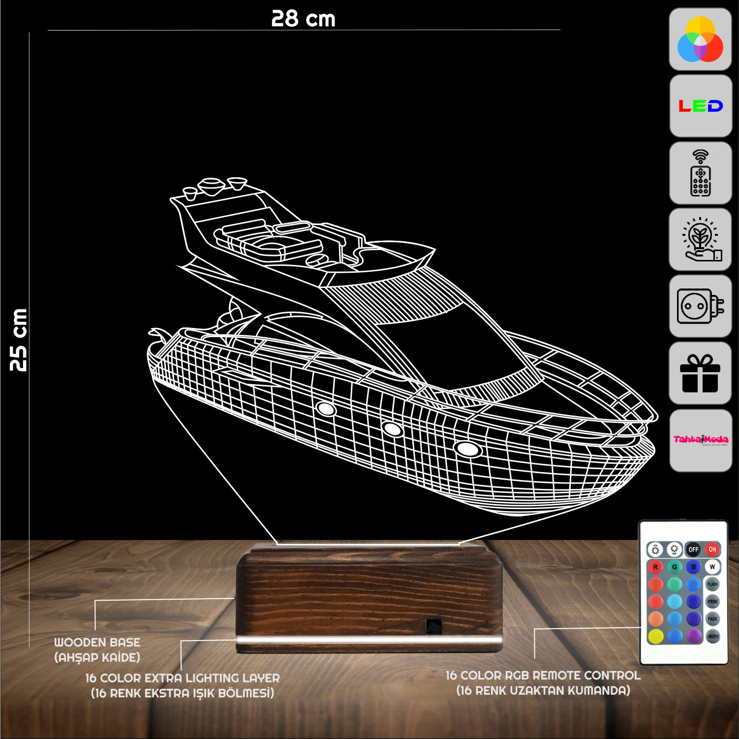Яхта — 3D LED Ночник | Подарок мужчине
