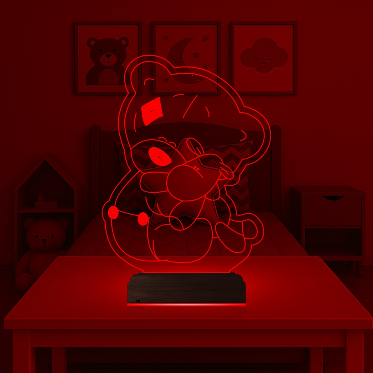 Мишка со звездой — 3D LED Ночник | Подарок ребенку