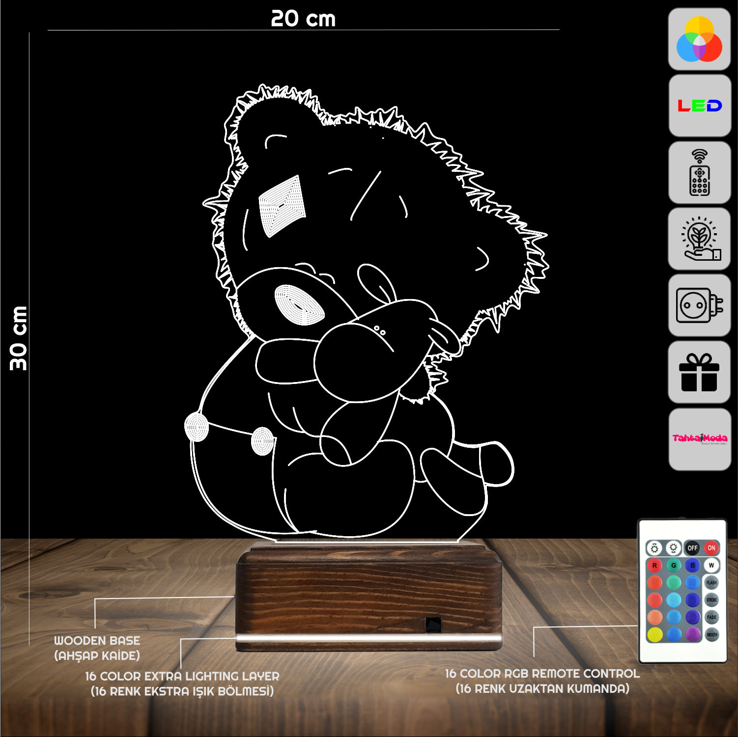 Мишка со звездой — 3D LED Ночник | Подарок ребенку