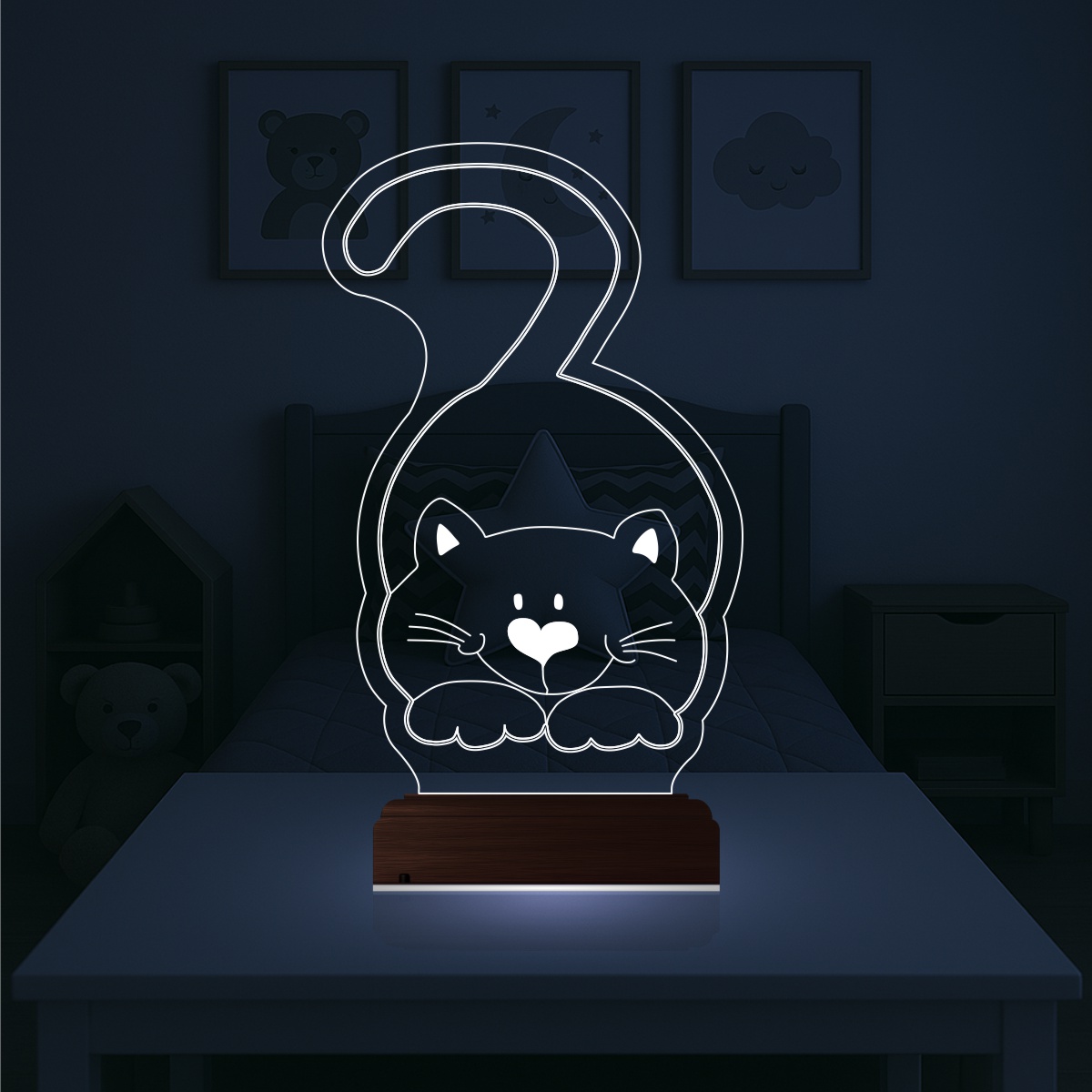 Милый Кот — 3D LED Ночник | Подарок ребёнку