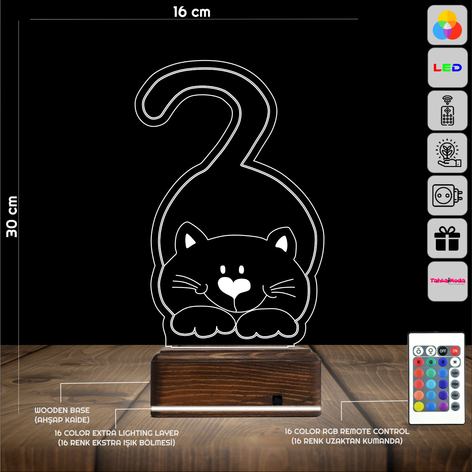 Милый Кот — 3D LED Ночник | Подарок ребёнку