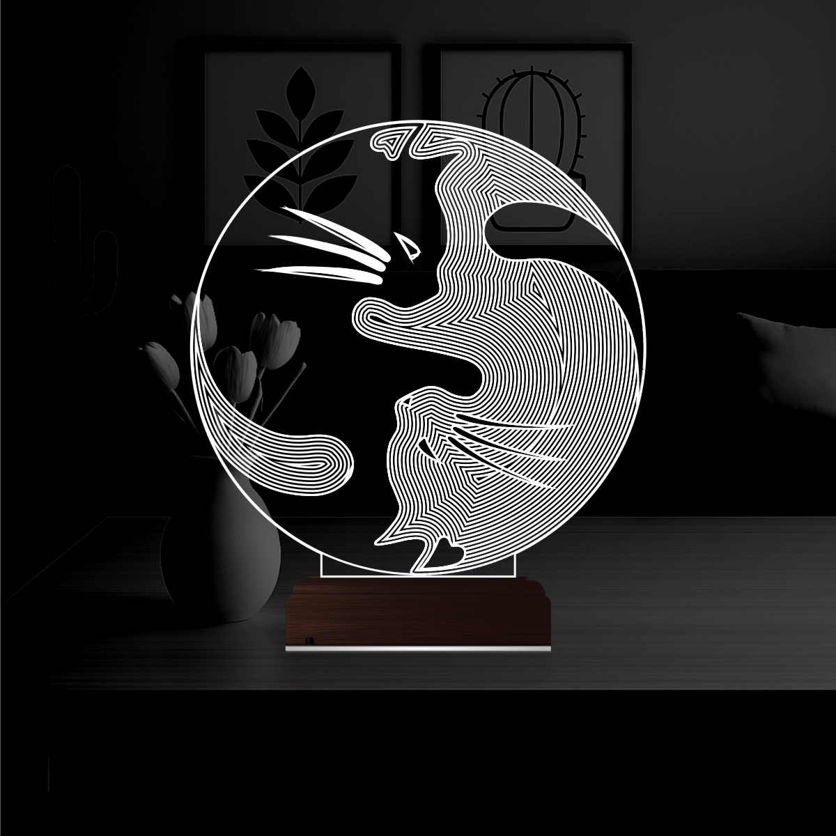 Коты Инь-Янь — 3D LED Ночник | Подарок любителям кошек