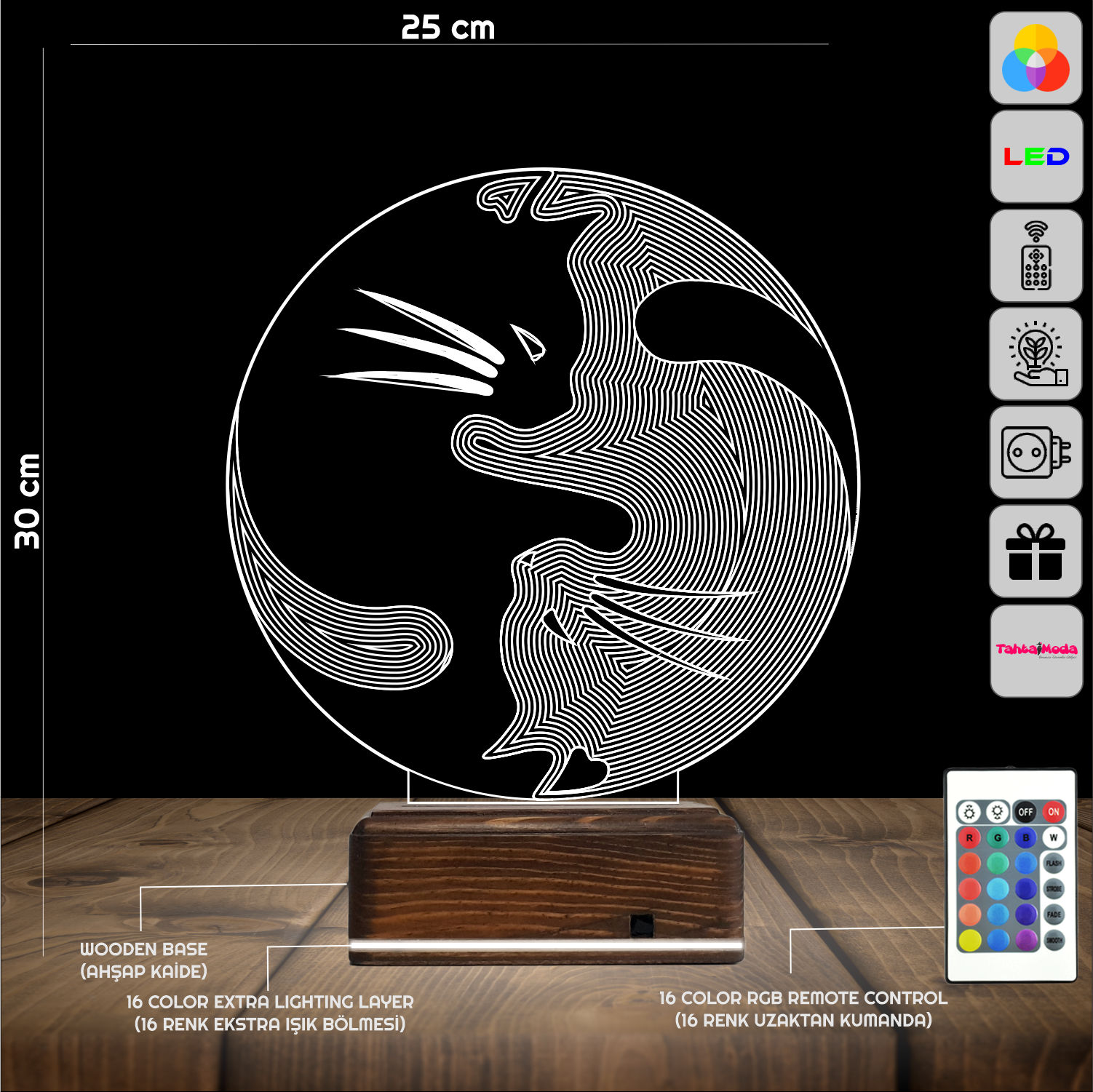 Коты Инь-Янь — 3D LED Ночник | Подарок любителям кошек