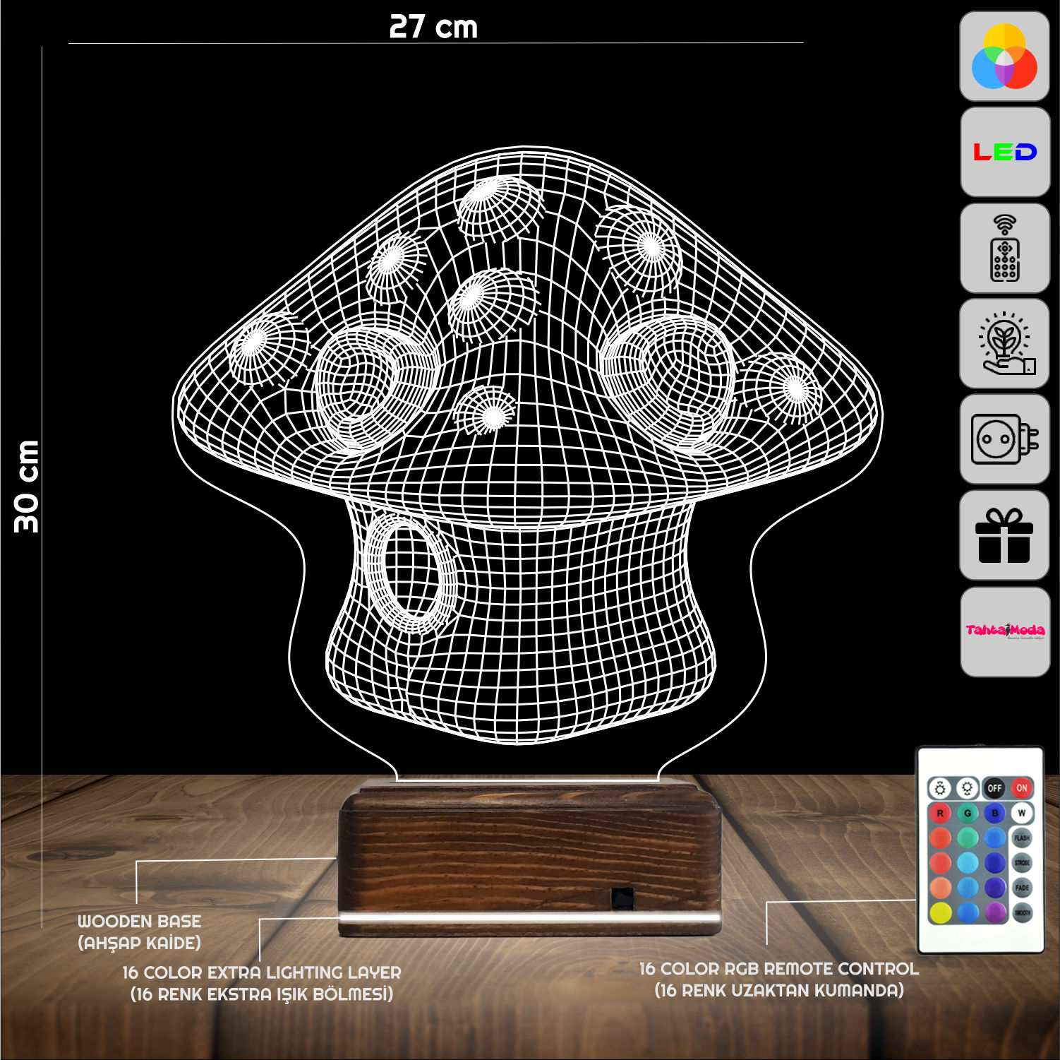 Гриб — 3D LED Ночник | Подарок ребёнку