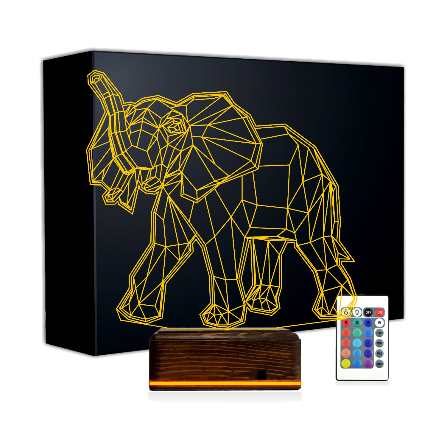 Слон — Геометрический 3D Ночник