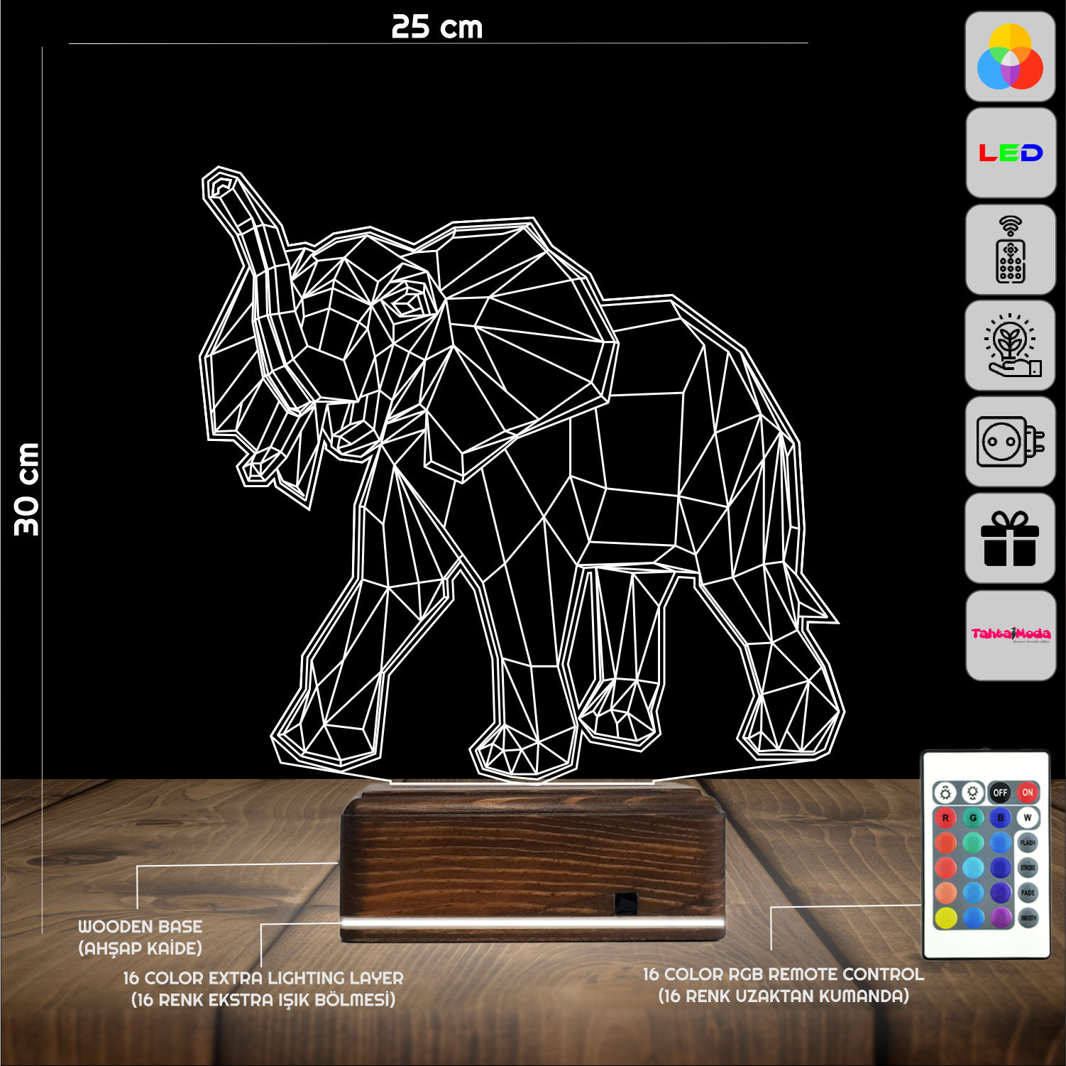 Слон — Геометрический 3D Ночник