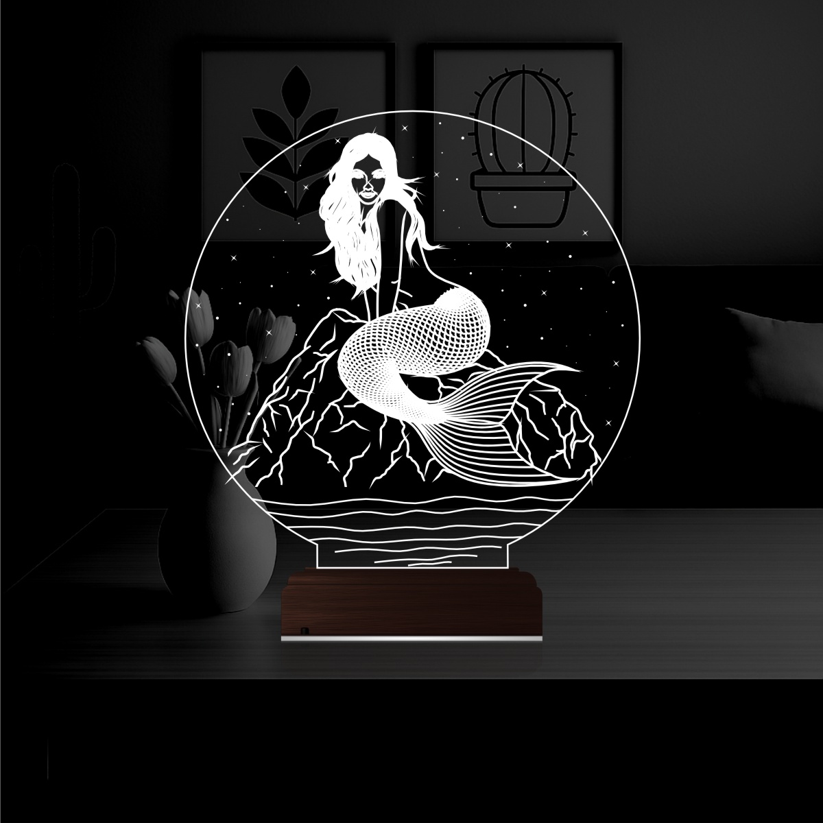 Русалка — 3D LED Ночник | Подарок для девушки