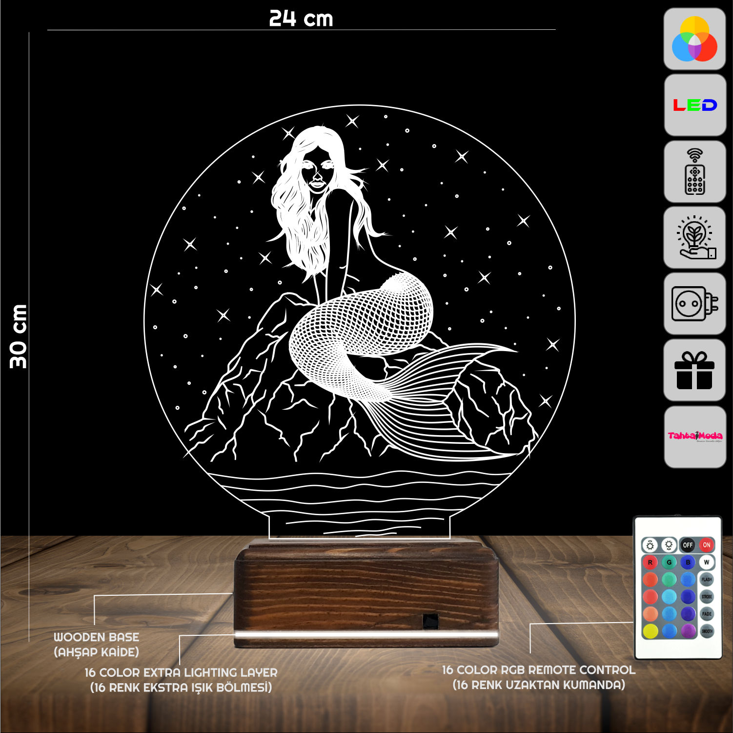 Русалка — 3D LED Ночник | Подарок для девушки