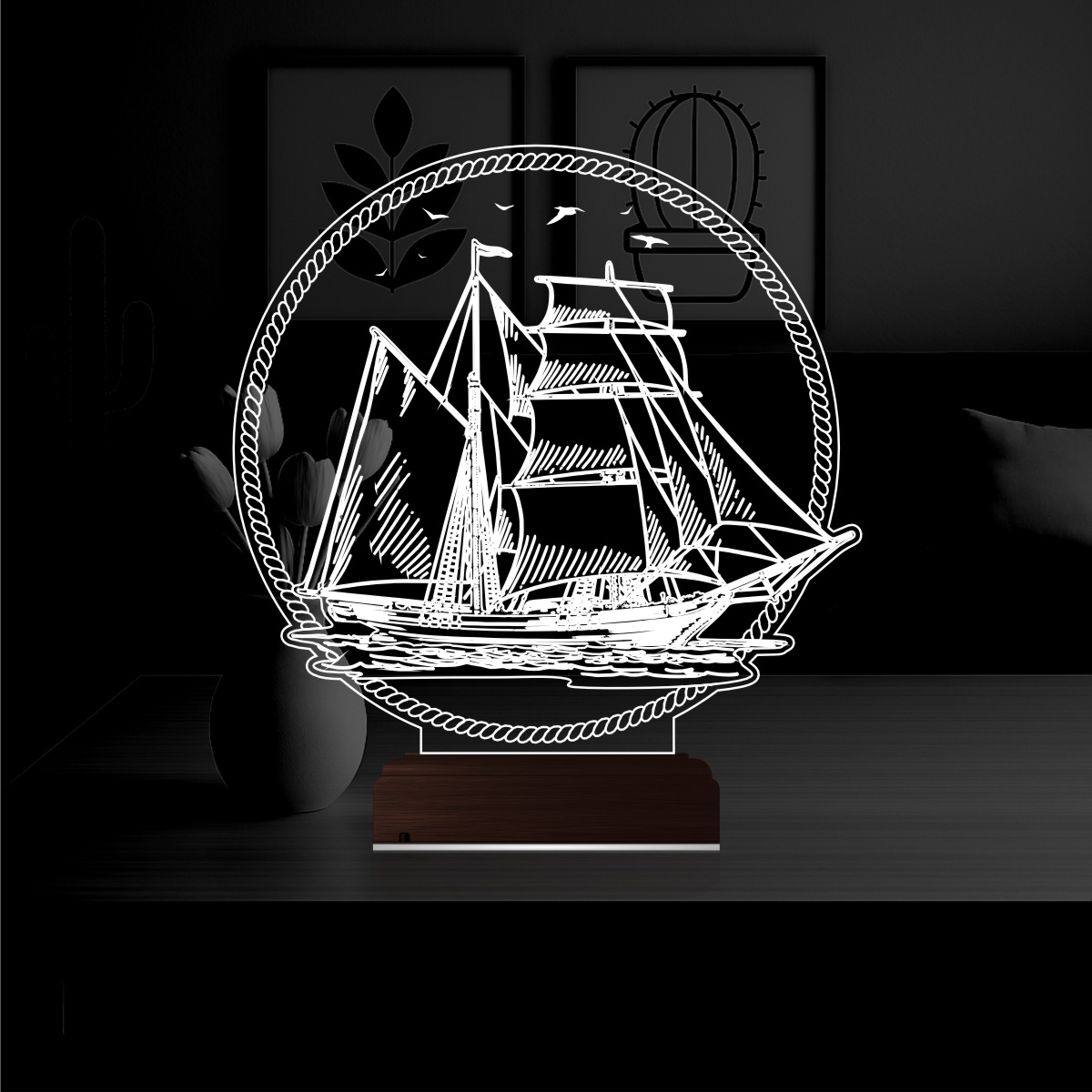 Парусник — 3D LED Ночник | Подарок мужчине