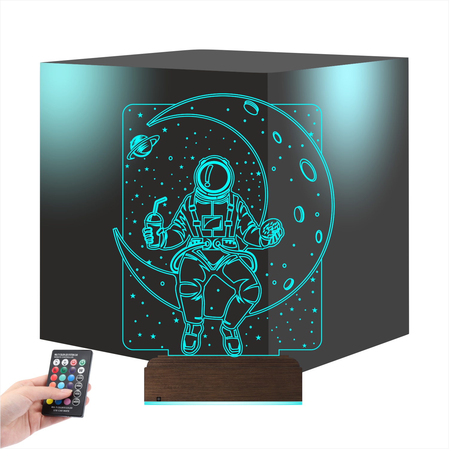 Космонавт на Луне — 3D LED Ночник | Подарок детям