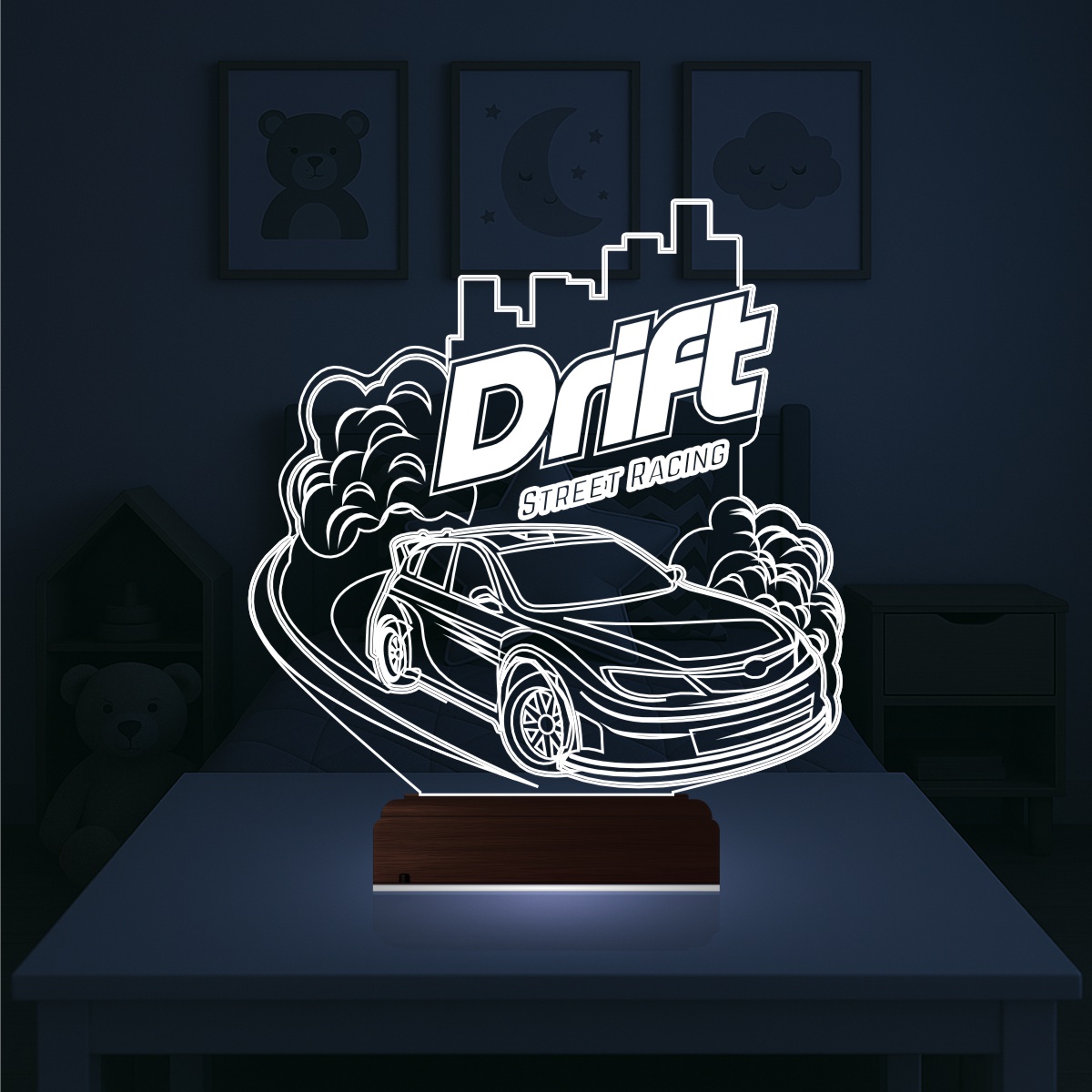 Дрифт — 3D LED Ночник | Подарок парню или ребенку