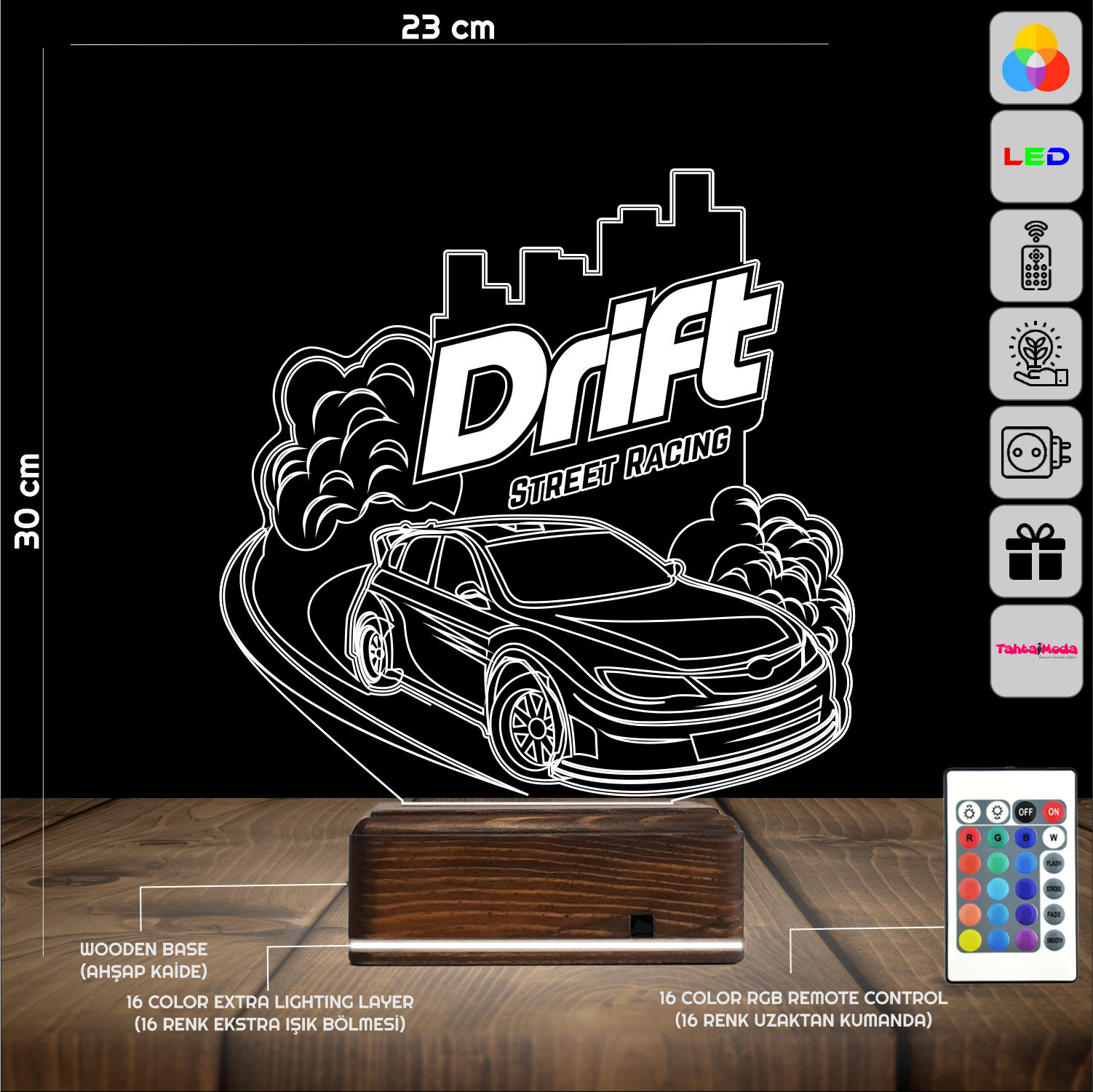 Дрифт — 3D LED Ночник | Подарок парню или ребенку