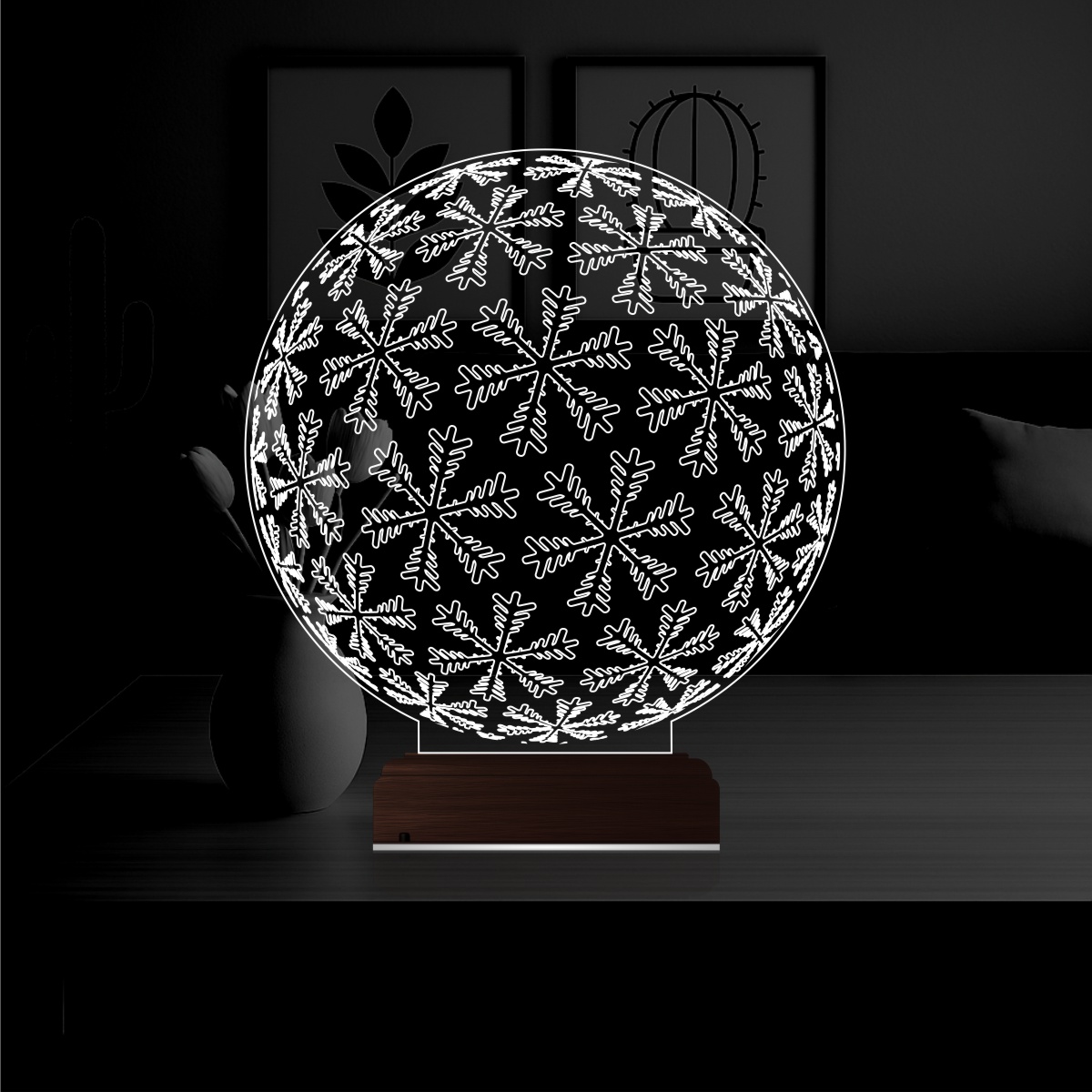 Снежинки в шаре — 3D LED Ночник | Подарок на Новый Год