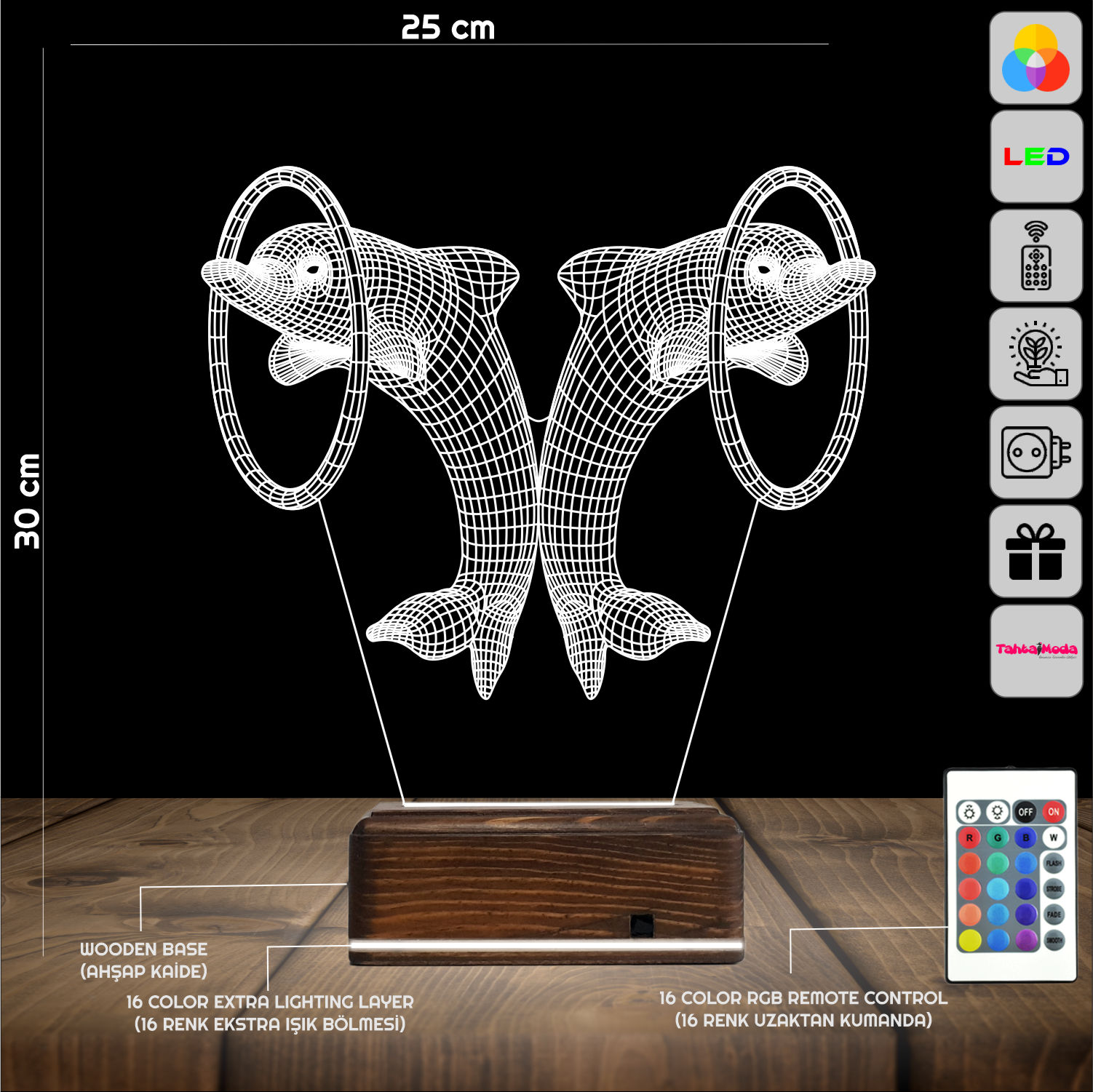 Дельфины — 3D LED Ночник | Оригинальный подарок детям