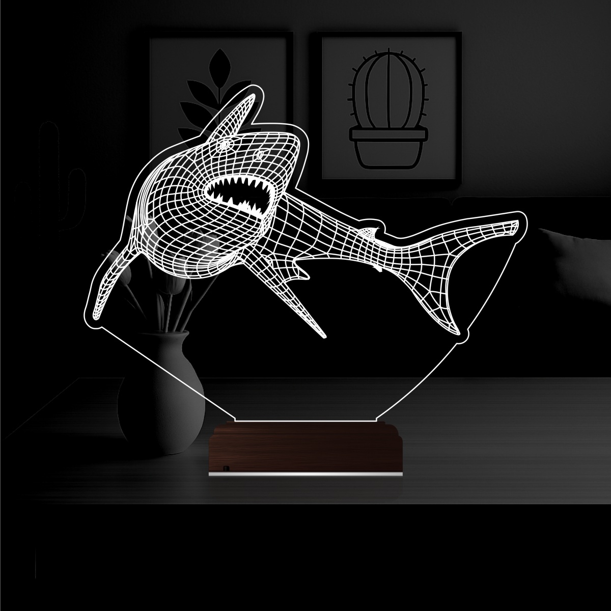 Акула — 3D LED Ночник | Подарок мальчику
