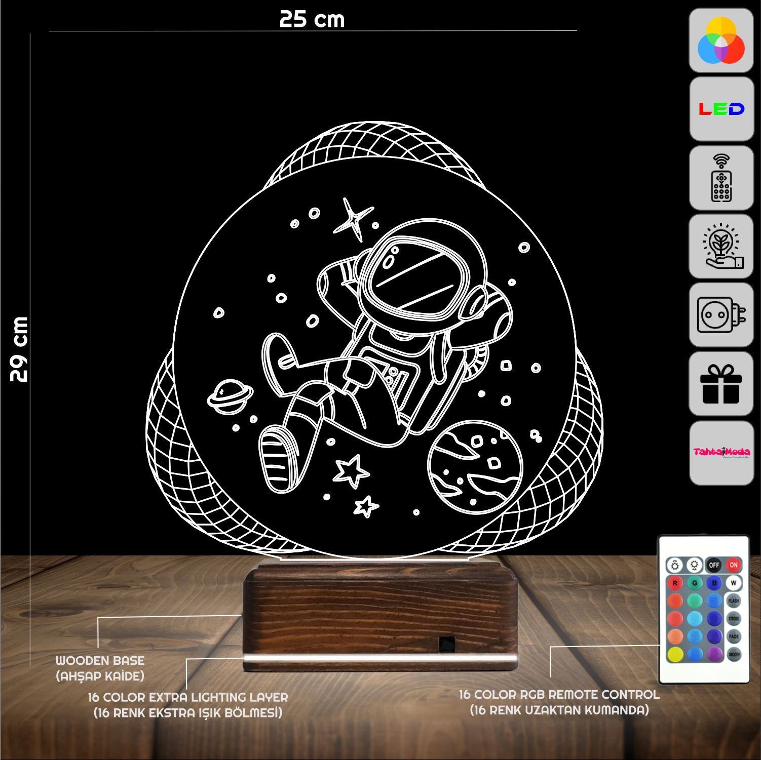 Космонавт — 3D LED Ночник | Подарок детям и мечтателям