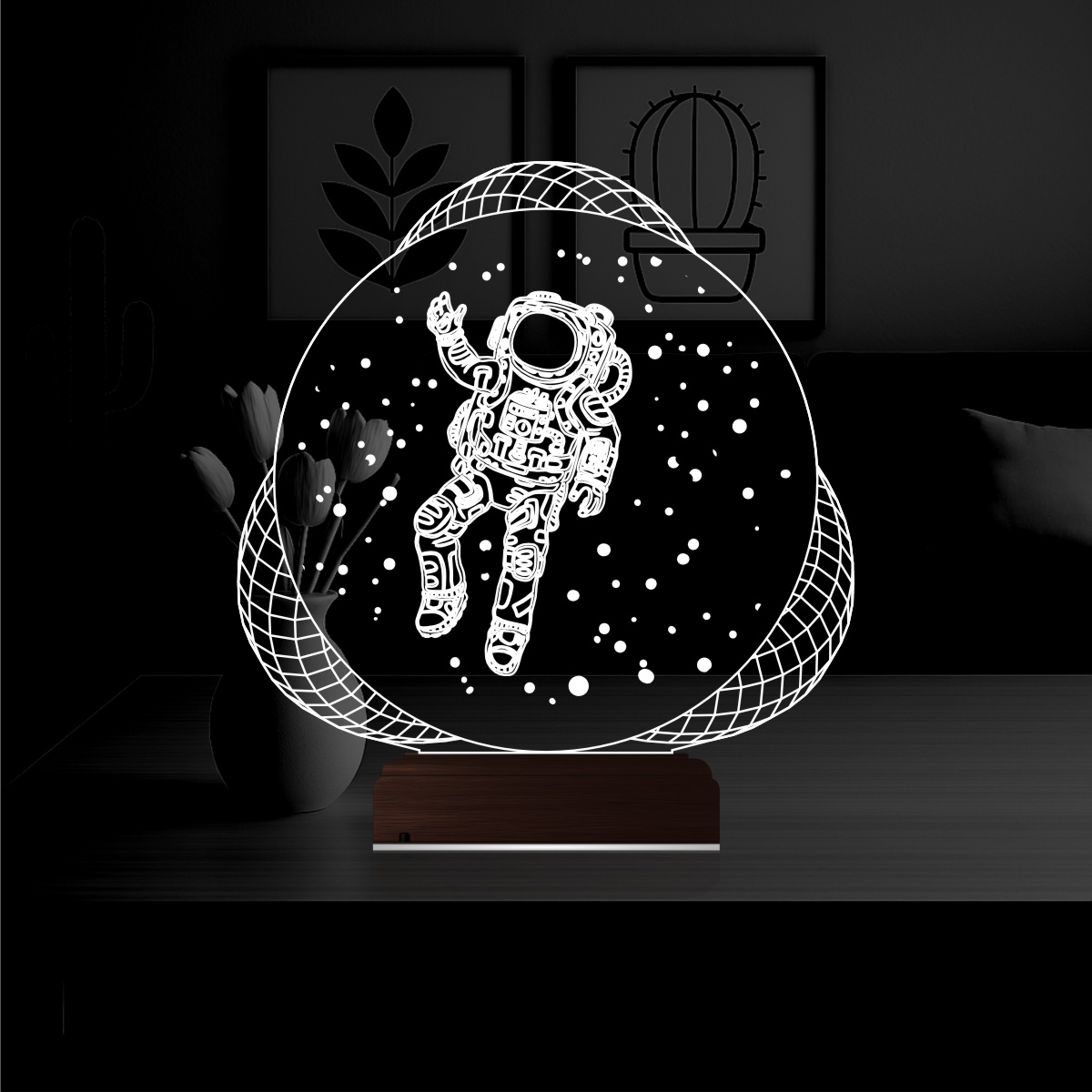 Космонавт — 3D LED Ночник | Подарок детям и фанатам космоса