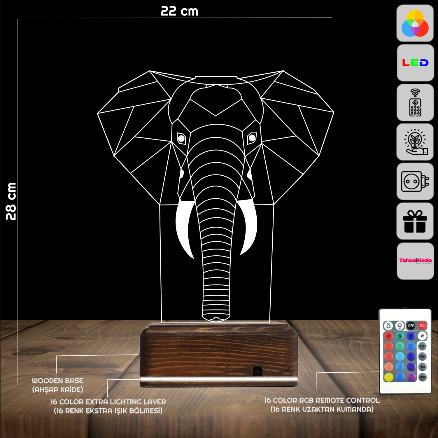 Слон — 3D LED Ночник | Подарок любителям животных