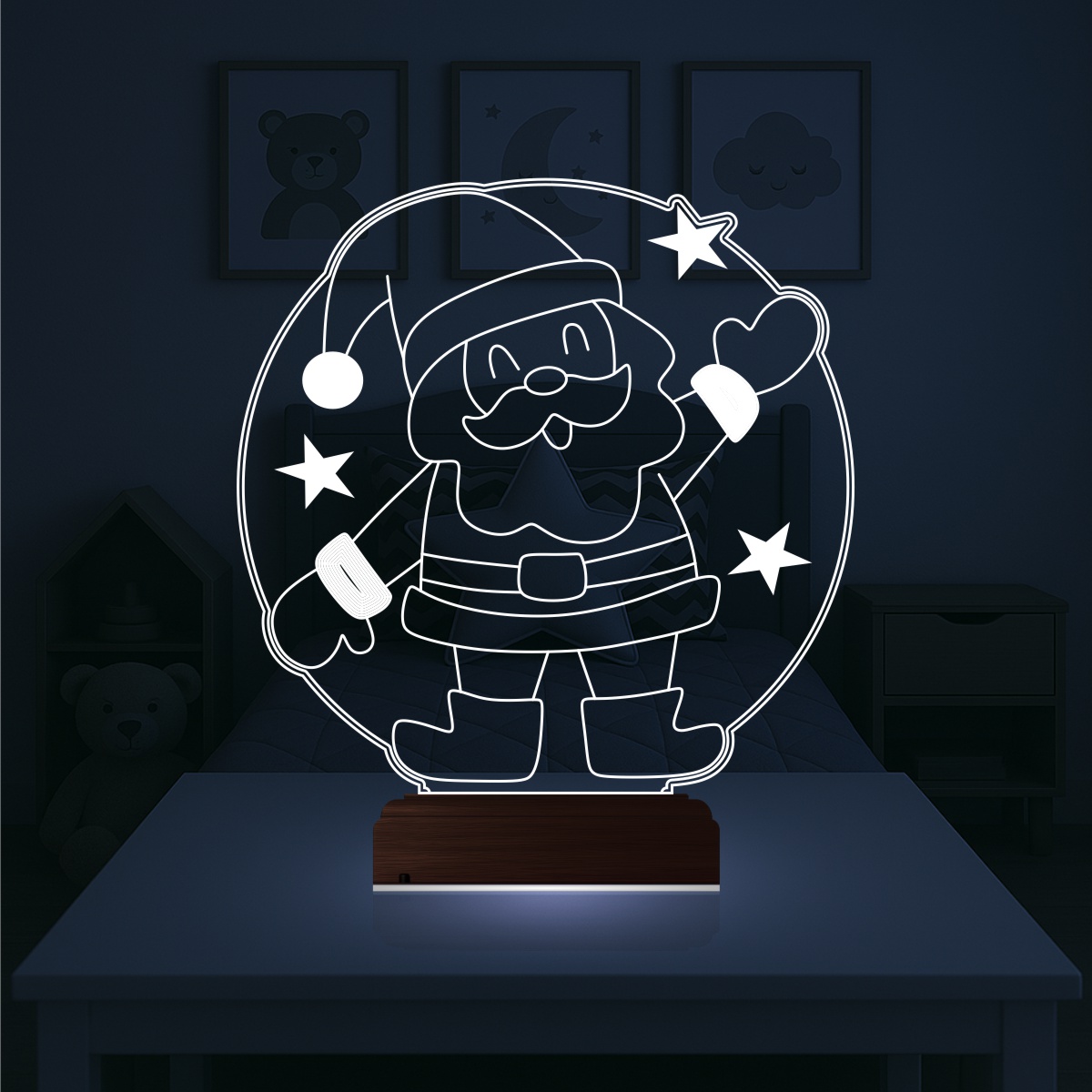 Санта-Клаус — 3D LED Ночник | Подарок на Новый год