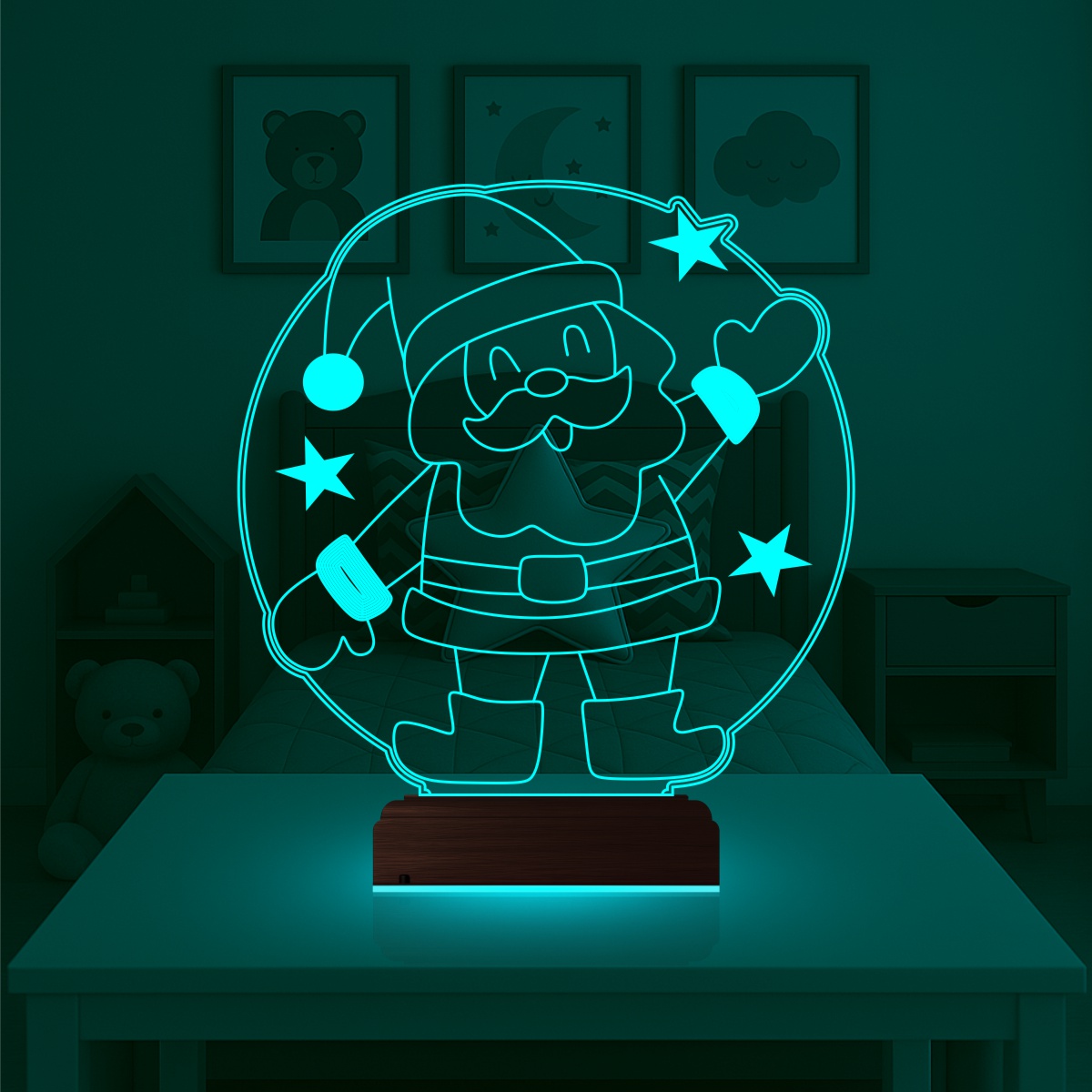 Санта-Клаус — 3D LED Ночник | Подарок на Новый год