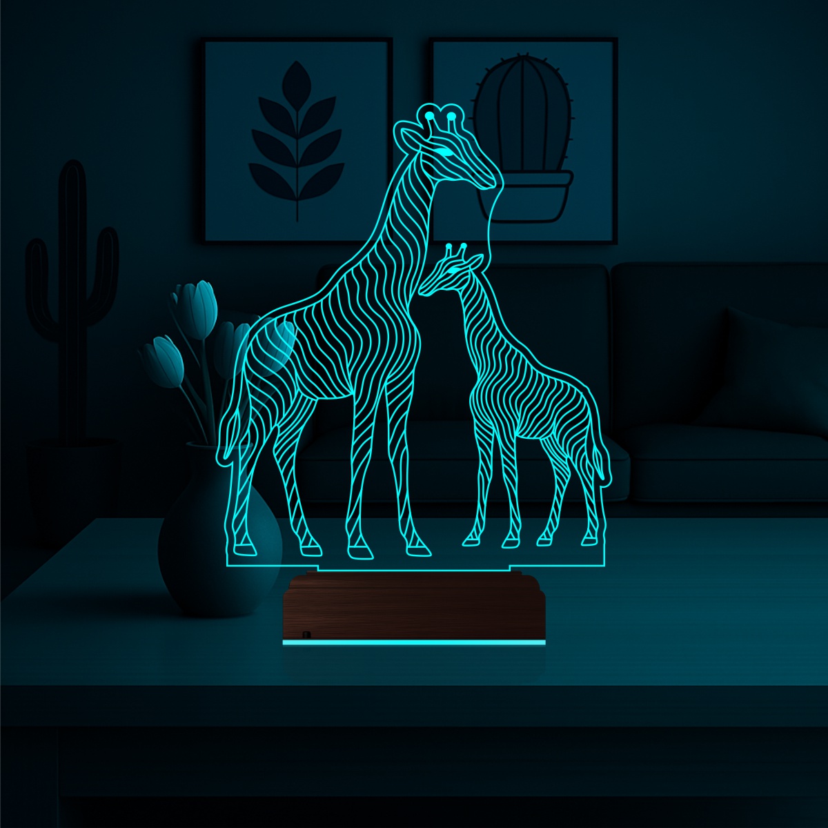 Жирафы — 3D LED Ночник | Подарок семье или ребенку